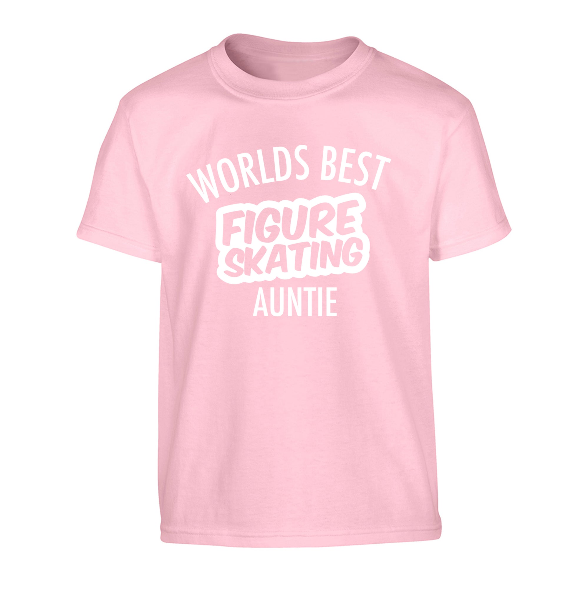 Worlds best figure skating auntie Children's light pink Tshirt 12-14 Years