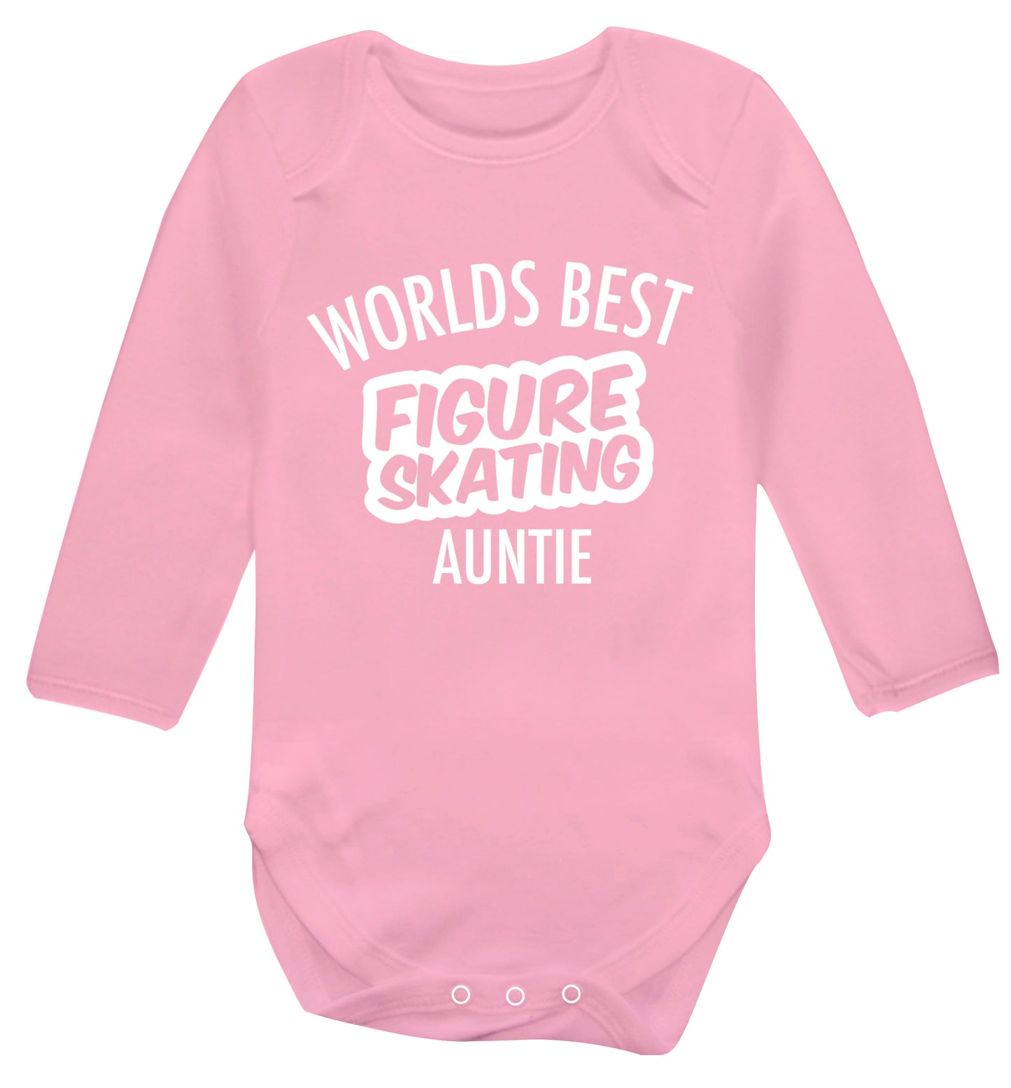 Worlds best figure skating auntie Baby Vest long sleeved pale pink 6-12 months