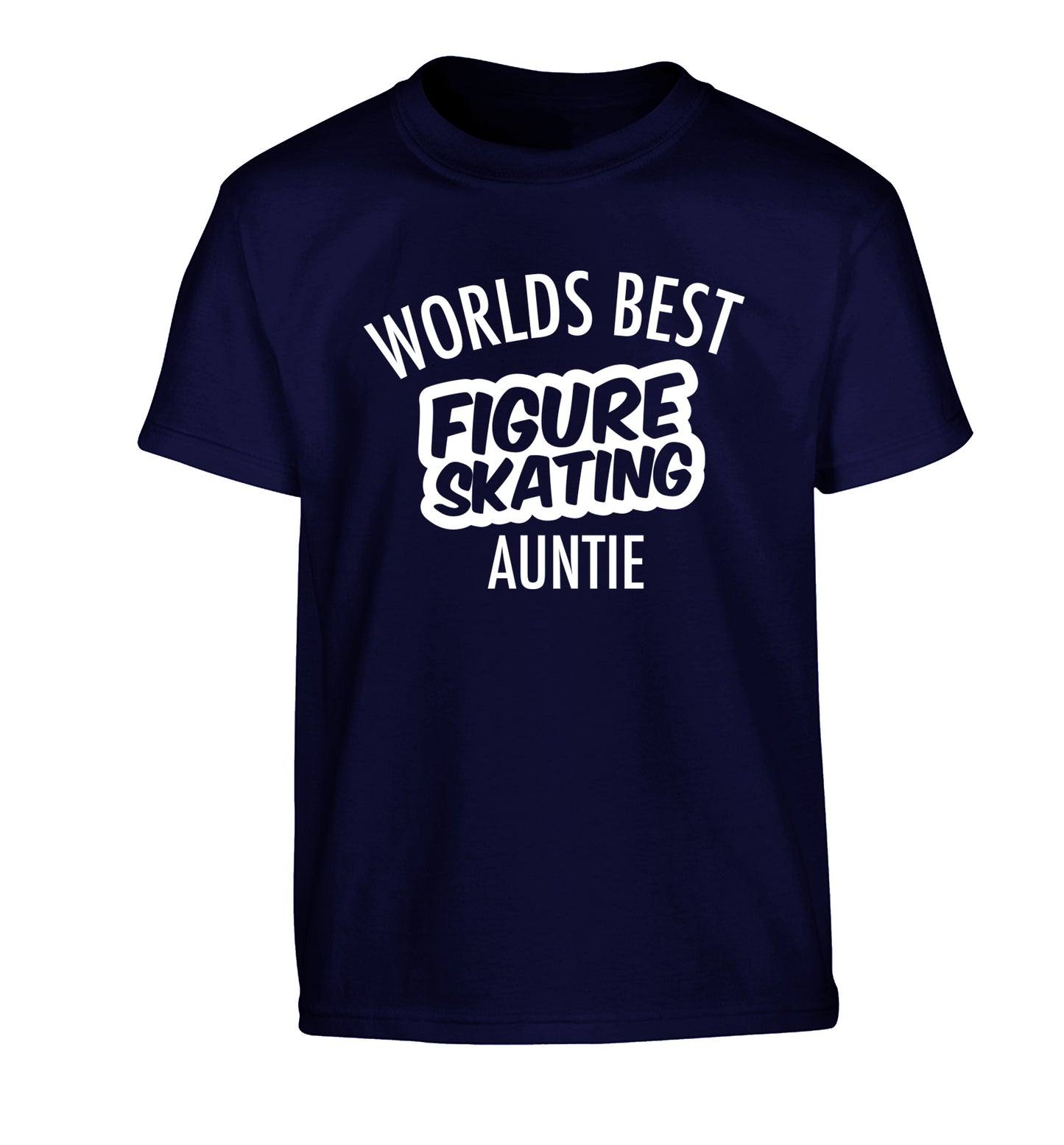 Worlds best figure skating auntie Children's navy Tshirt 12-14 Years