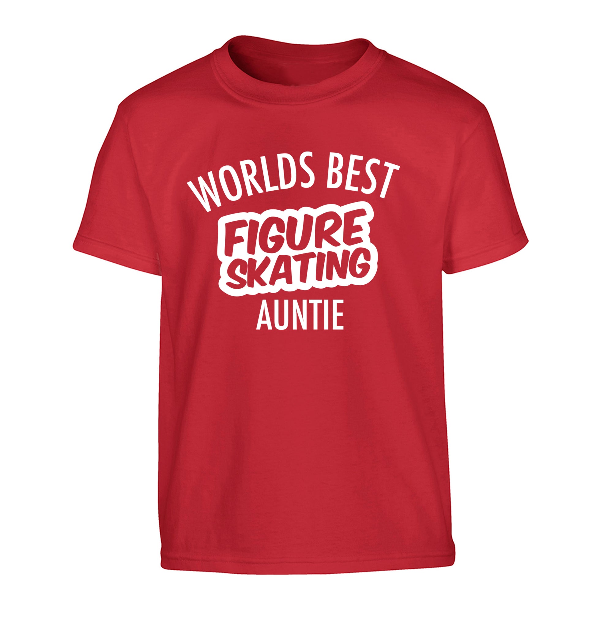 Worlds best figure skating auntie Children's red Tshirt 12-14 Years