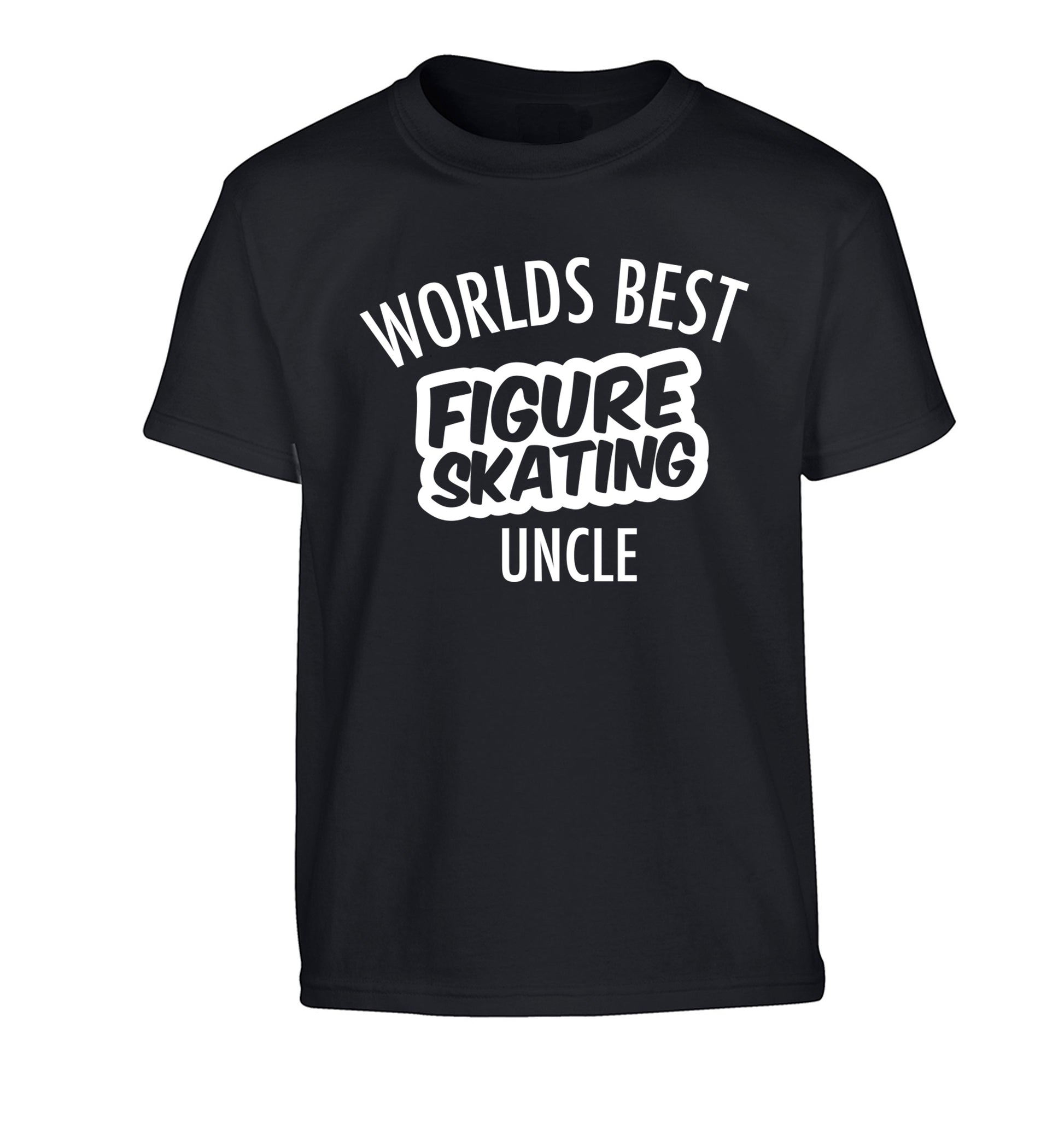 Worlds best figure skating uncle Children's black Tshirt 12-14 Years
