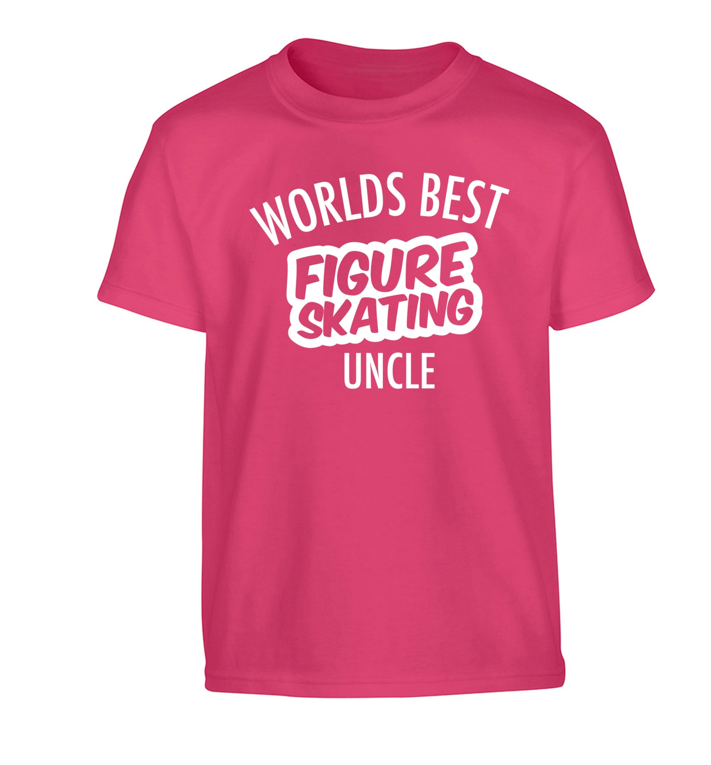 Worlds best figure skating uncle Children's pink Tshirt 12-14 Years