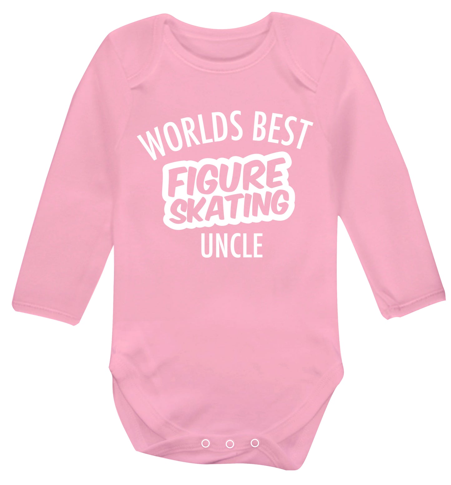 Worlds best figure skating uncle Baby Vest long sleeved pale pink 6-12 months