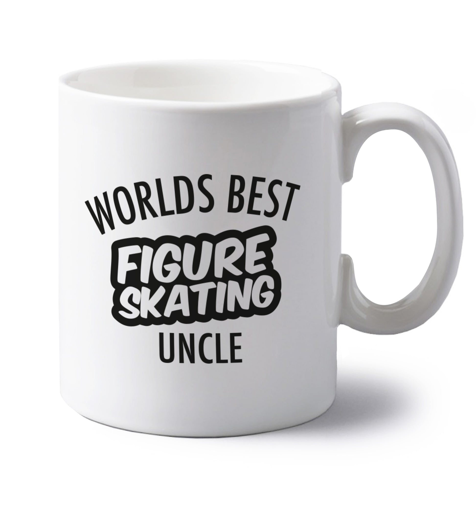 Worlds best figure skating uncle left handed white ceramic mug 