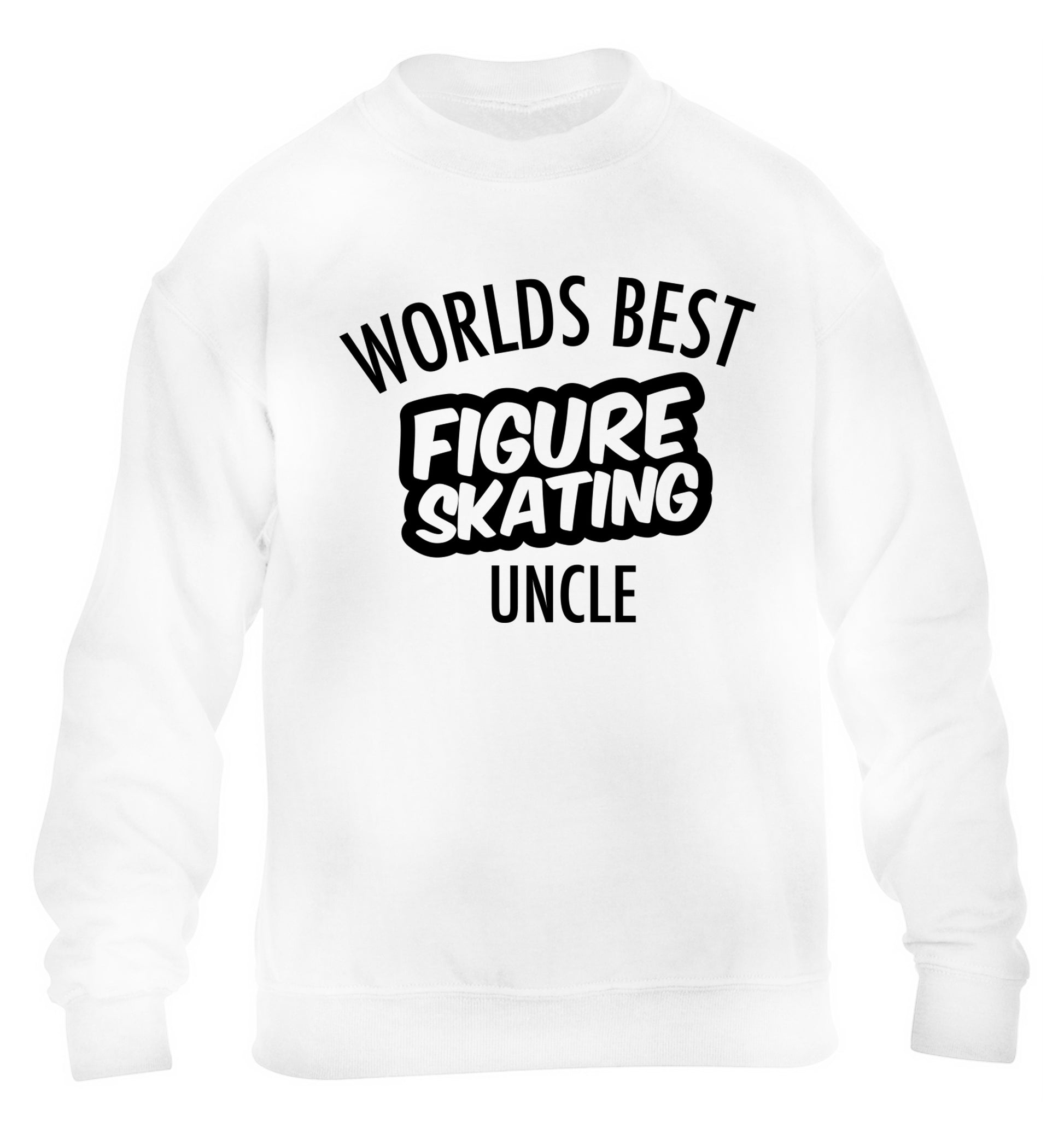 Worlds best figure skating uncle children's white sweater 12-14 Years
