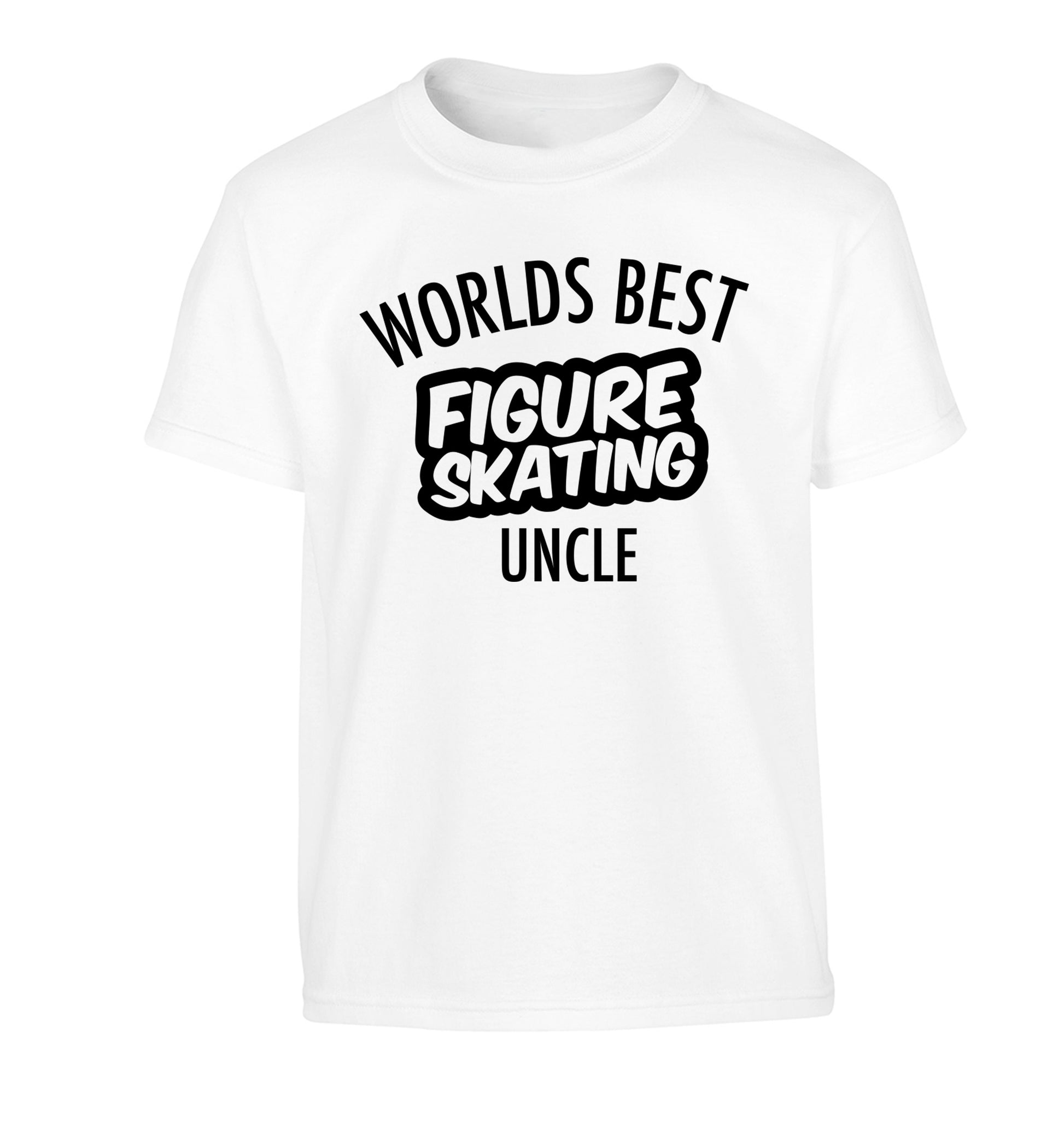 Worlds best figure skating uncle Children's white Tshirt 12-14 Years