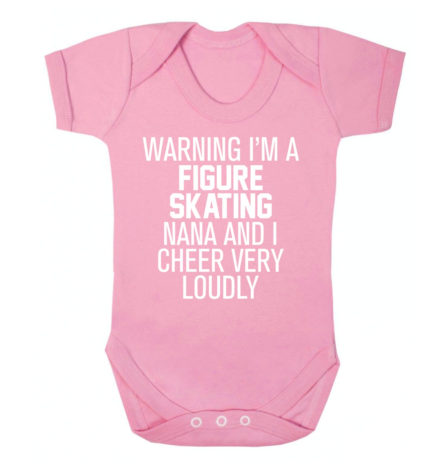 Warning I'm a figure skating nana and I cheer very loudly Baby Vest pale pink 18-24 months