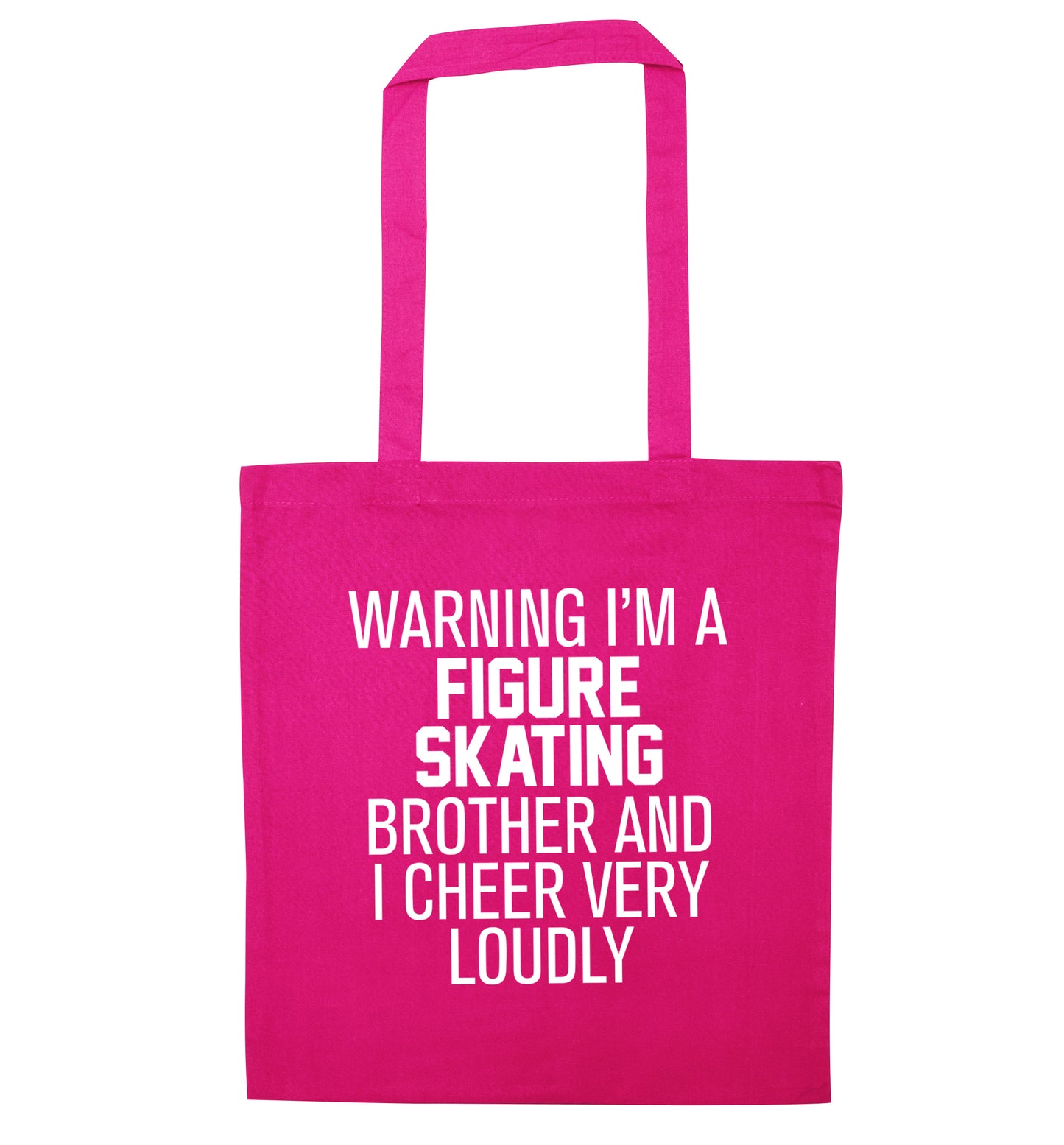 Warning I'm a figure skating brother and I cheer very loudly pink tote bag