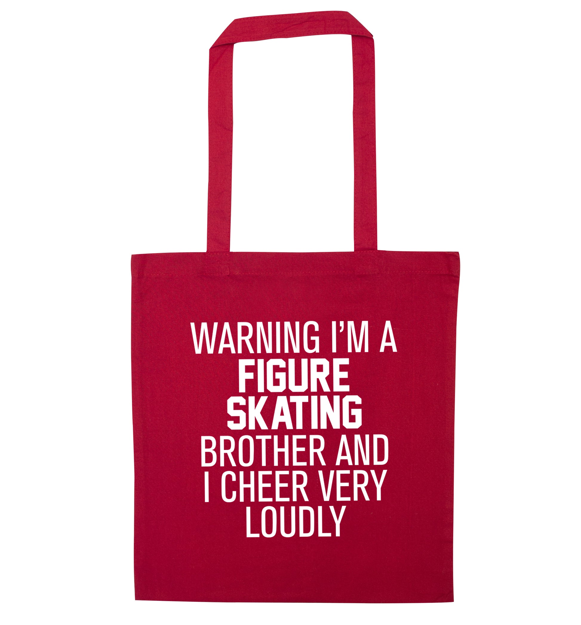 Warning I'm a figure skating brother and I cheer very loudly red tote bag