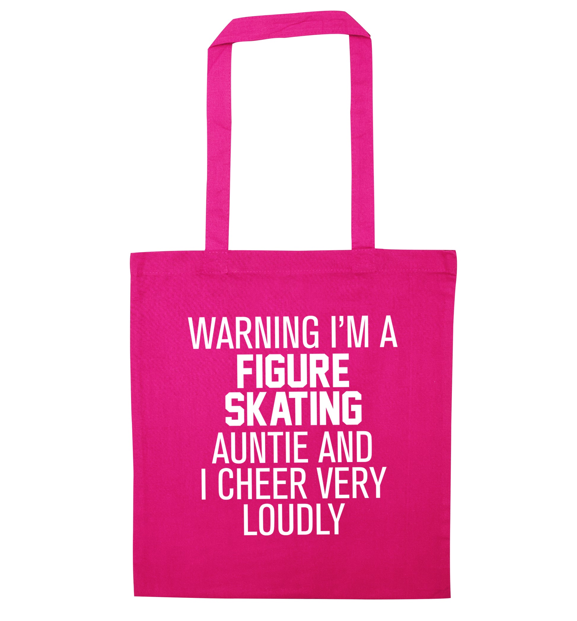 Warning I'm a figure skating auntie and I cheer very loudly pink tote bag