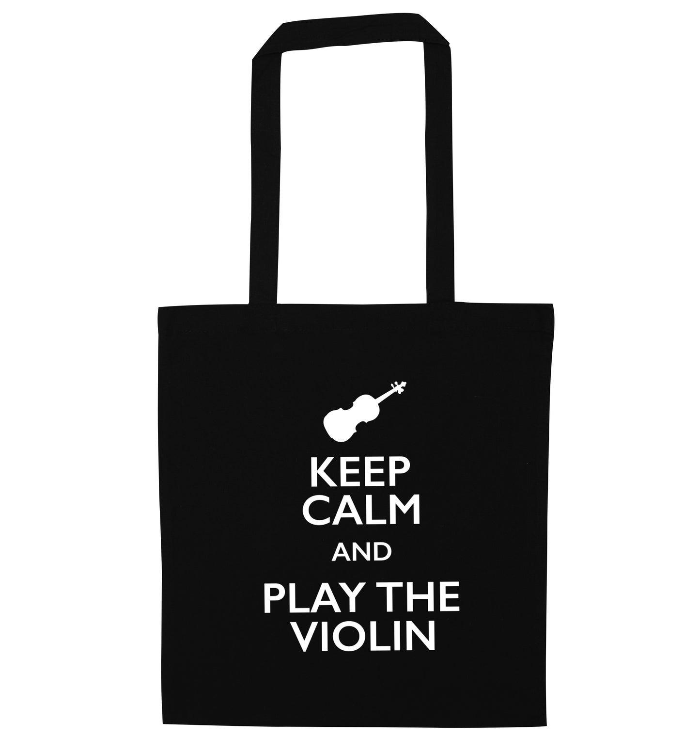 Keep calm and play the violin black tote bag