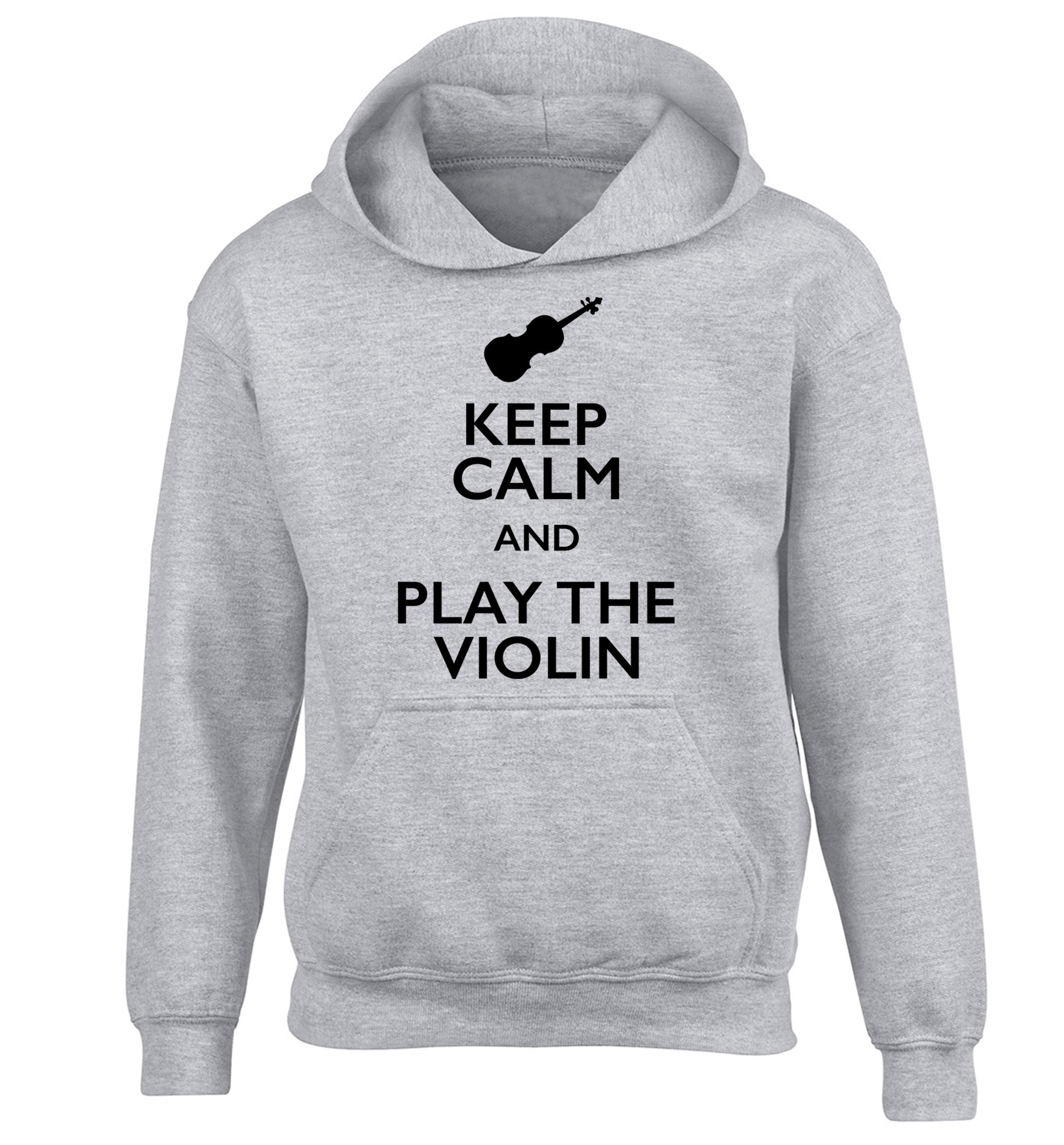 Keep calm and play the violin children's grey hoodie 12-13 Years