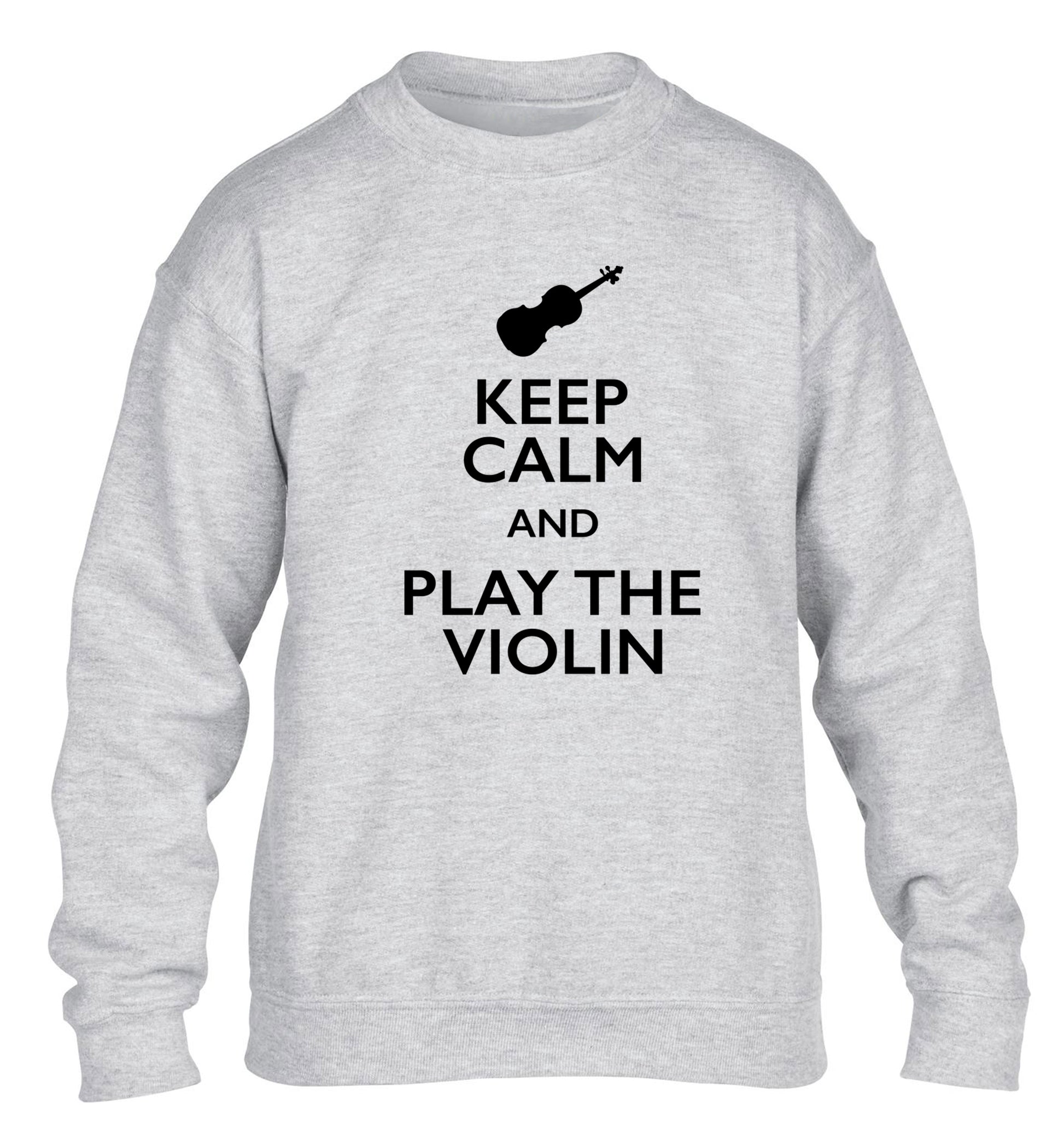 Keep calm and play the violin children's grey sweater 12-13 Years