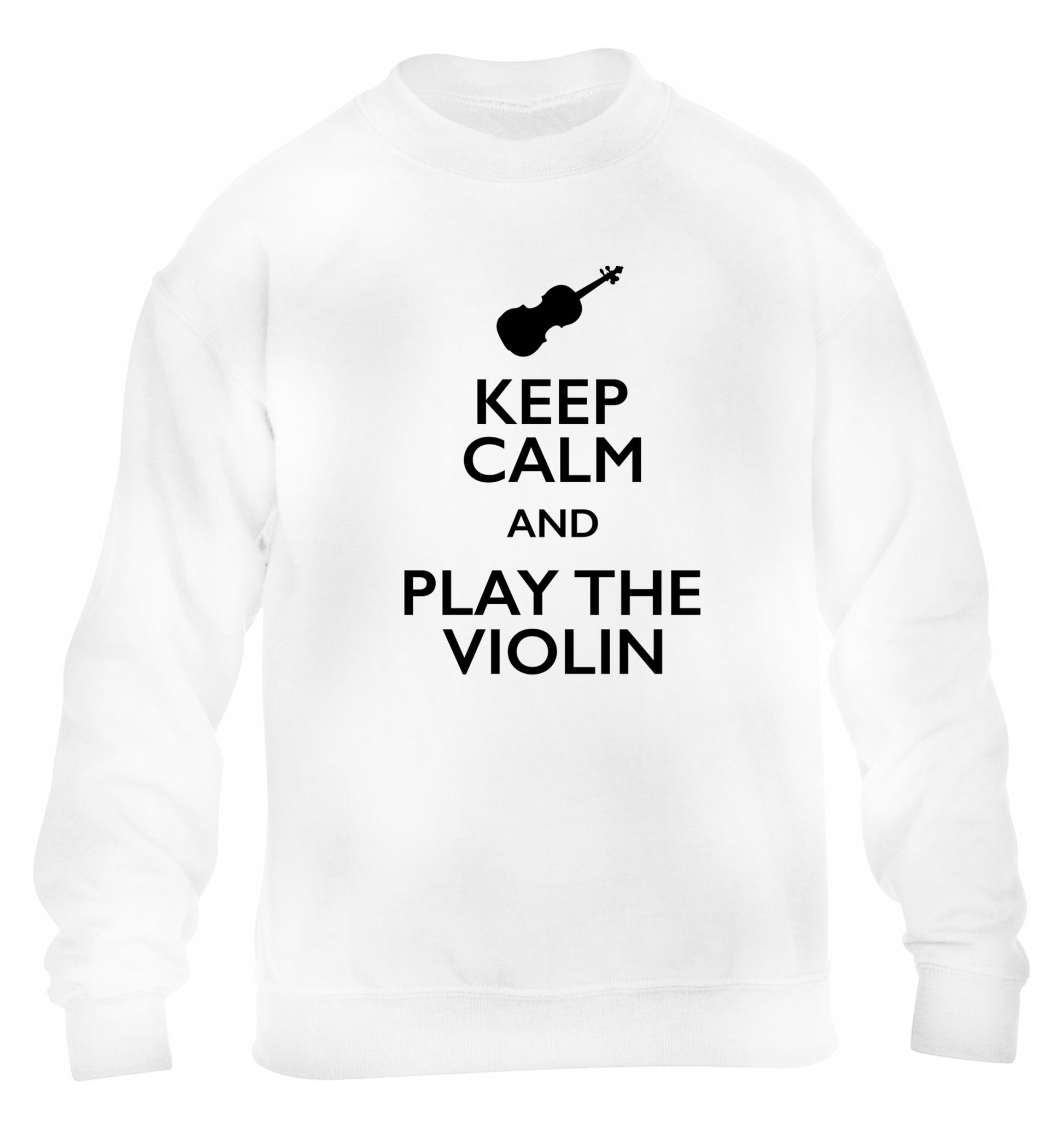 Keep calm and play the violin children's white sweater 12-13 Years