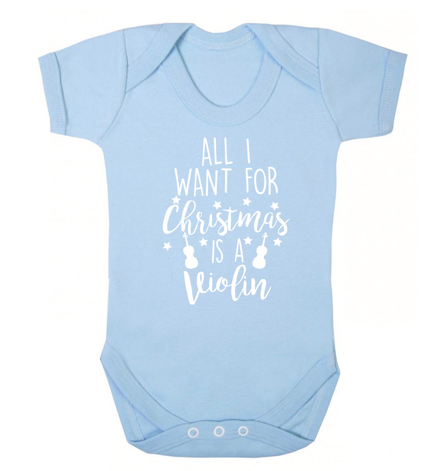 All I Want For Christmas is a Violin Baby Vest pale blue 18-24 months