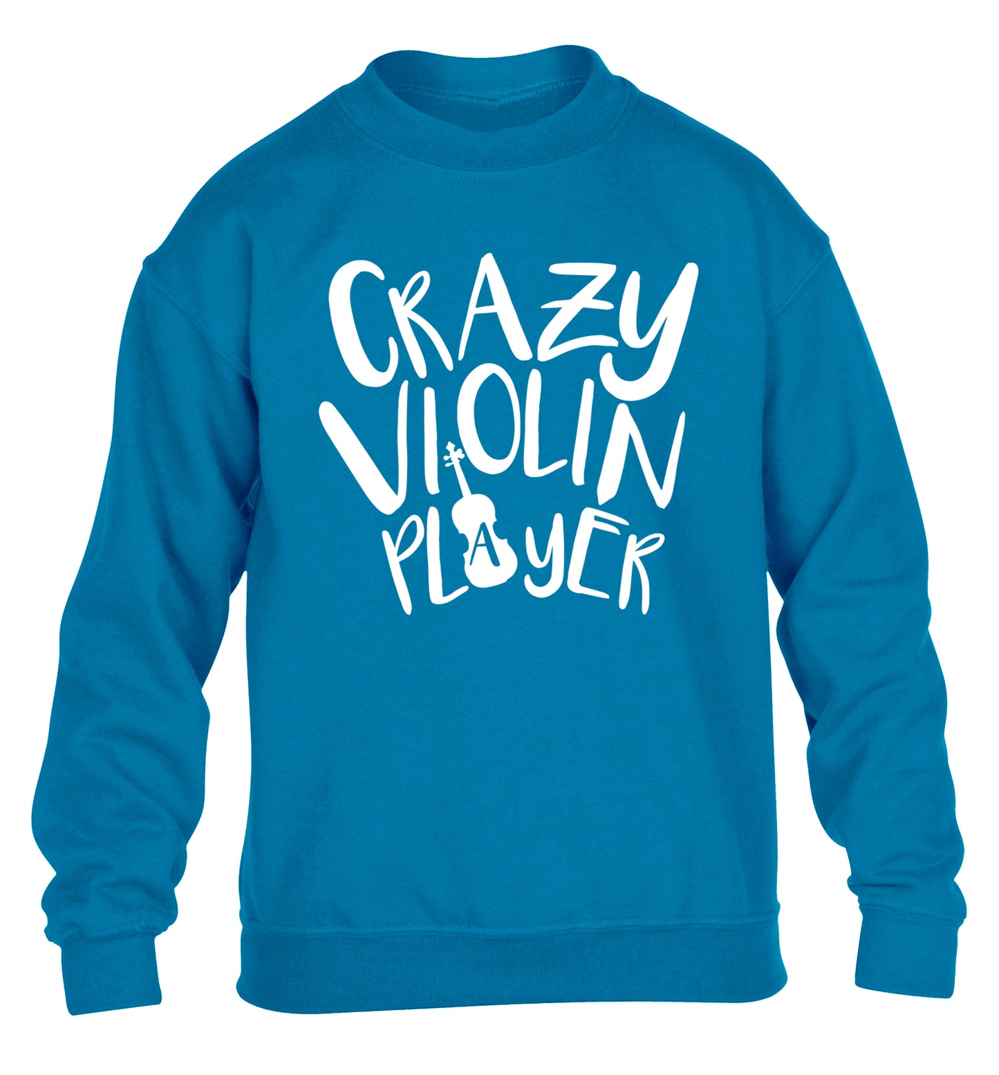 Crazy Violin Player children's blue sweater 12-13 Years