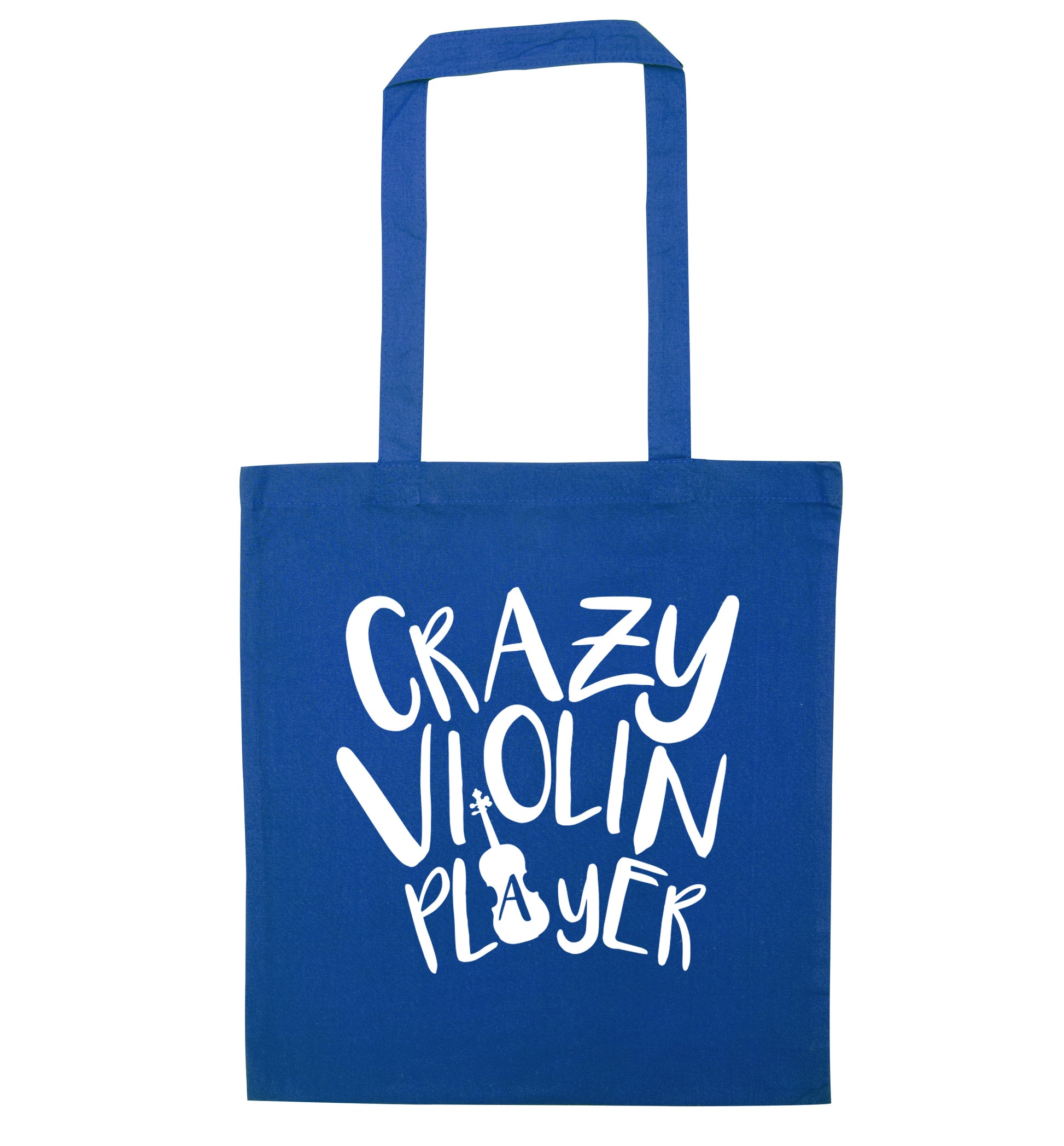Crazy Violin Player blue tote bag