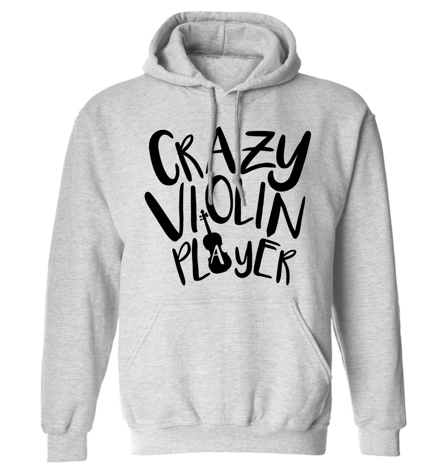 Crazy Violin Player adults unisex grey hoodie 2XL