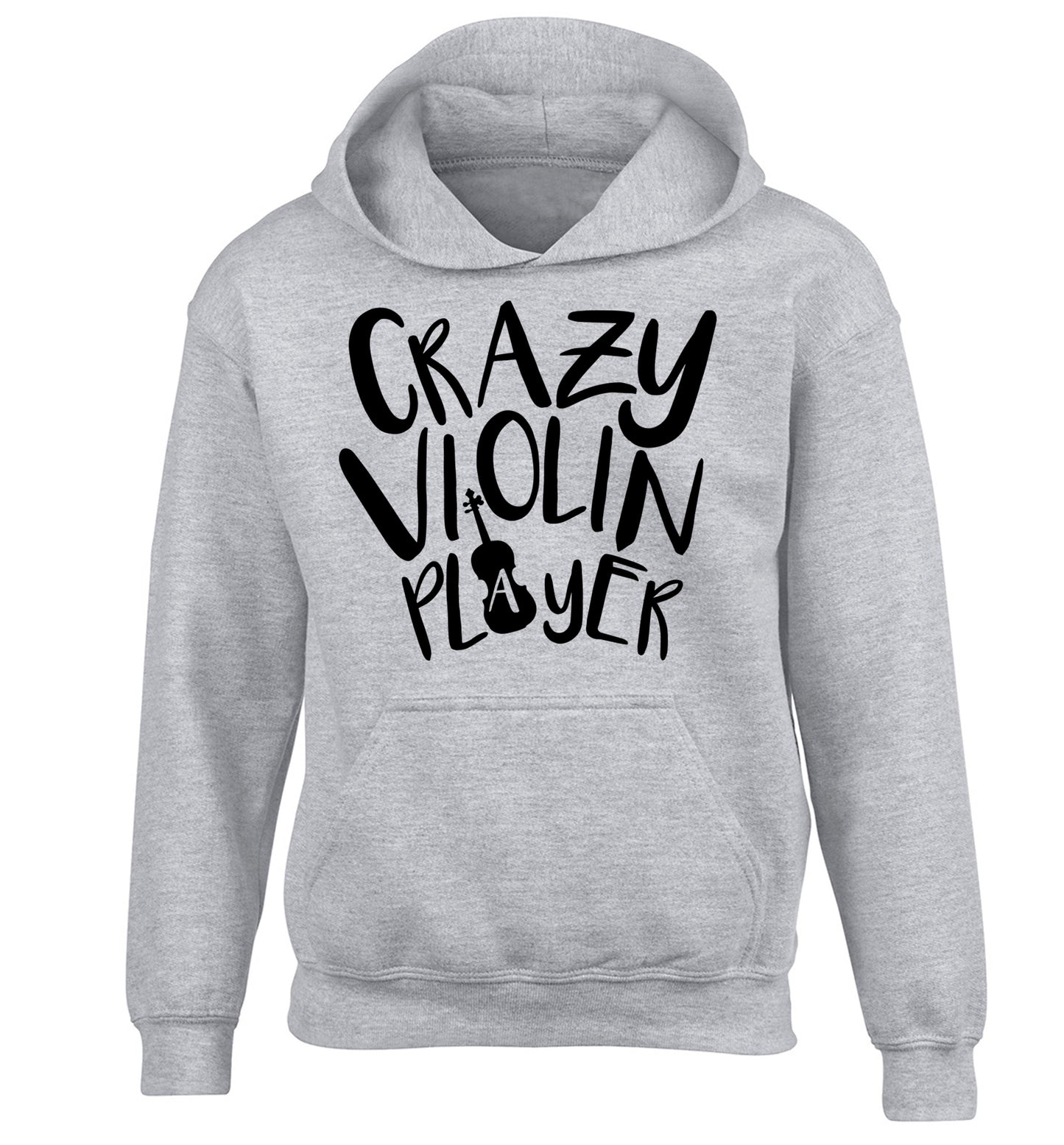 Crazy Violin Player children's grey hoodie 12-13 Years
