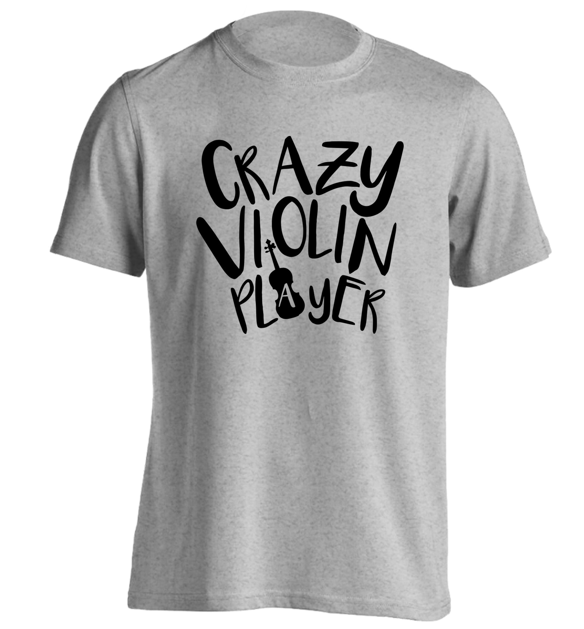 Crazy Violin Player adults unisex grey Tshirt 2XL