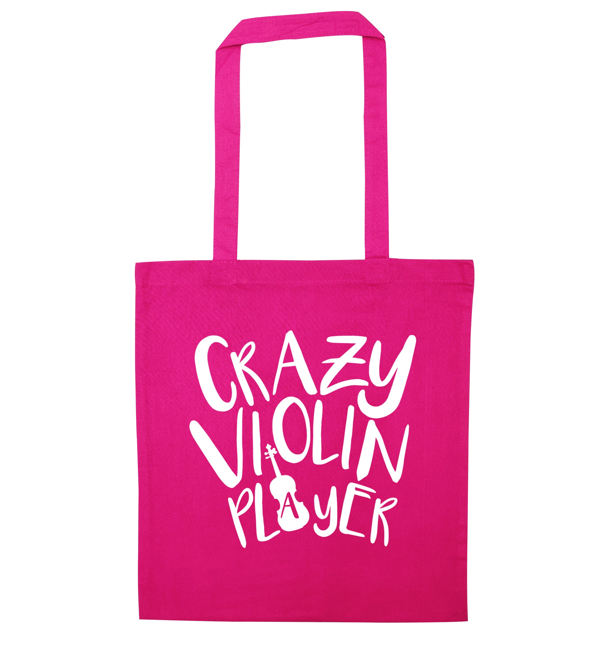 Crazy Violin Player pink tote bag