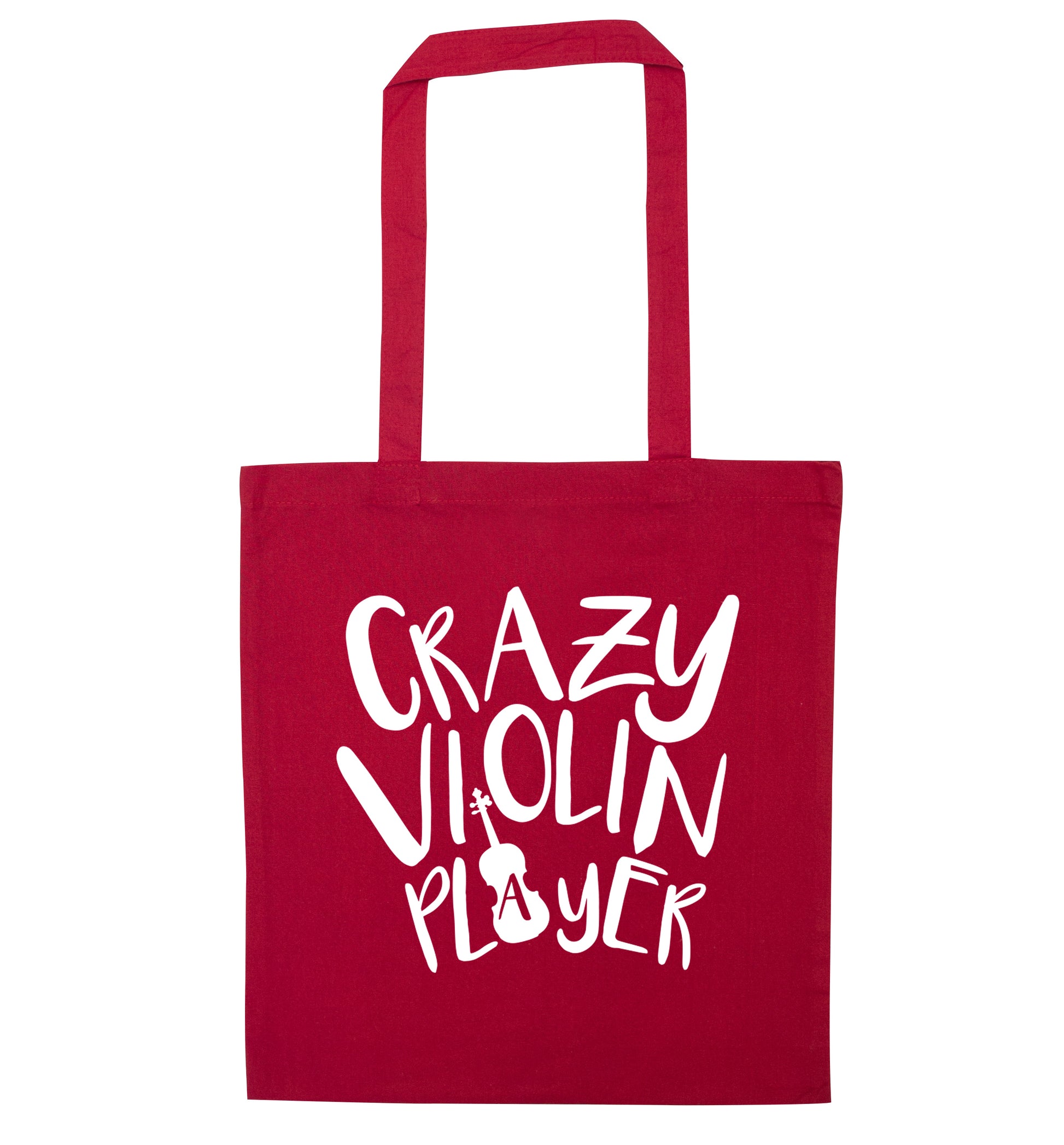 Crazy Violin Player red tote bag