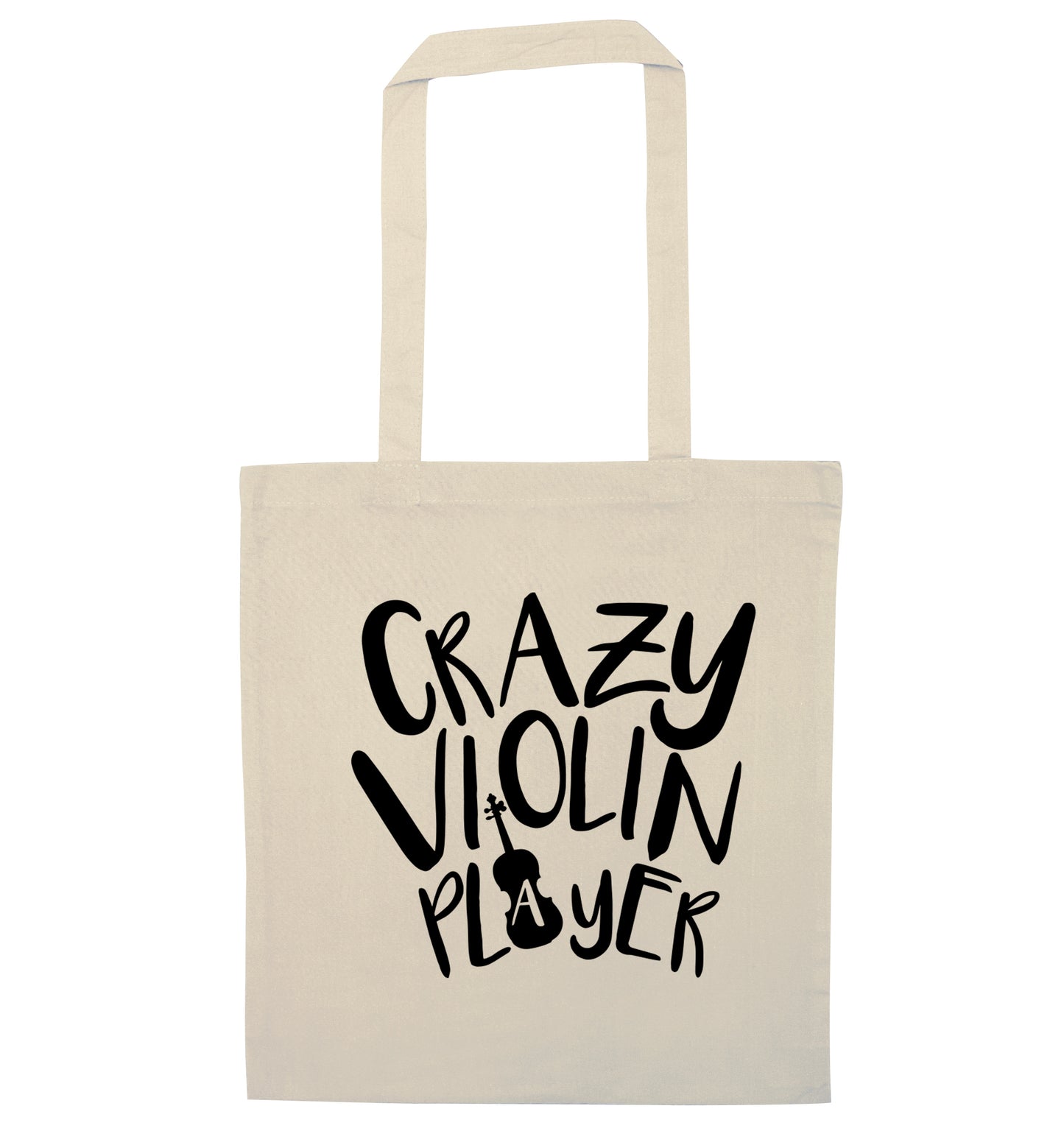 Crazy Violin Player natural tote bag