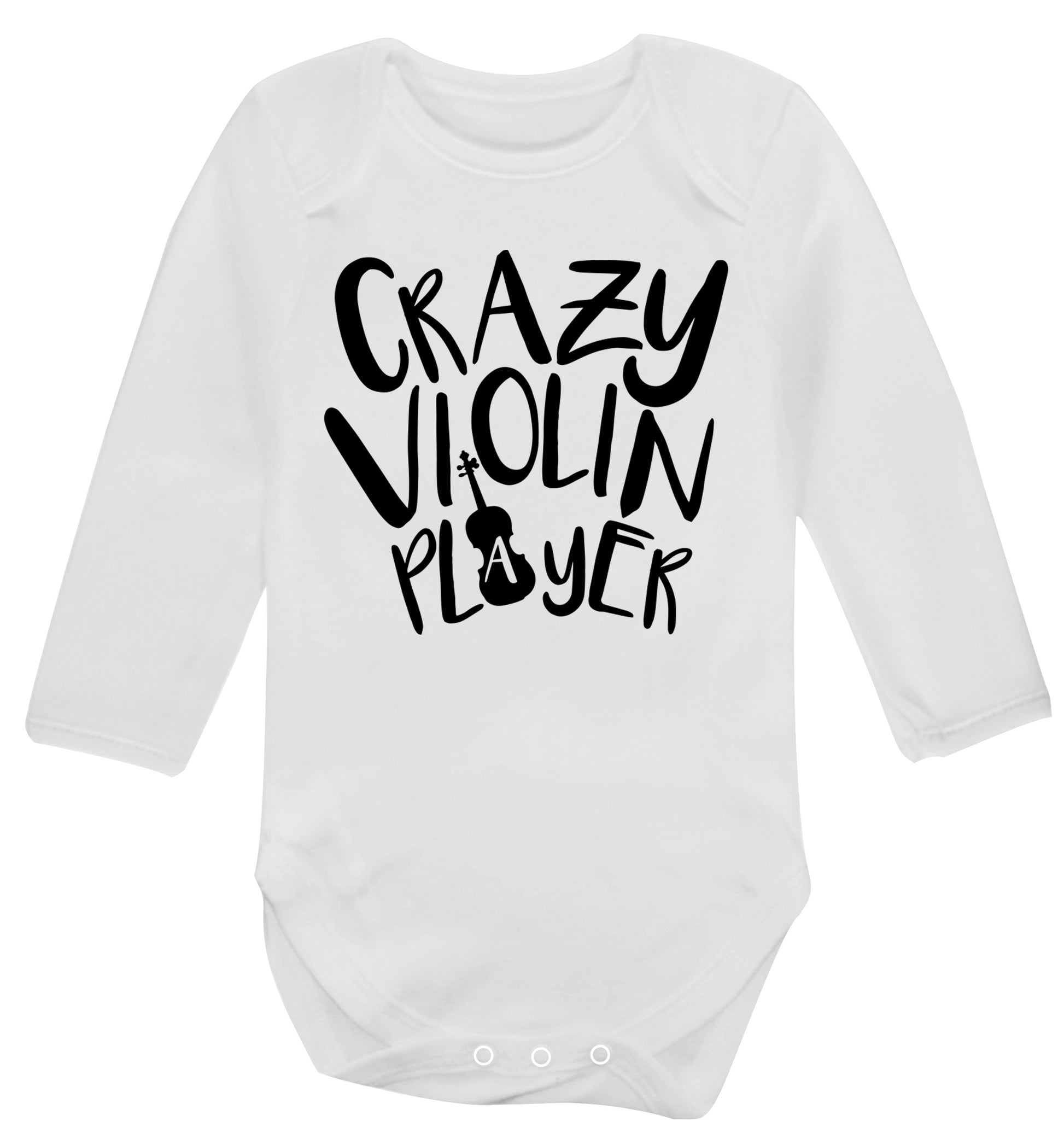 Crazy Violin Player Baby Vest long sleeved white 6-12 months