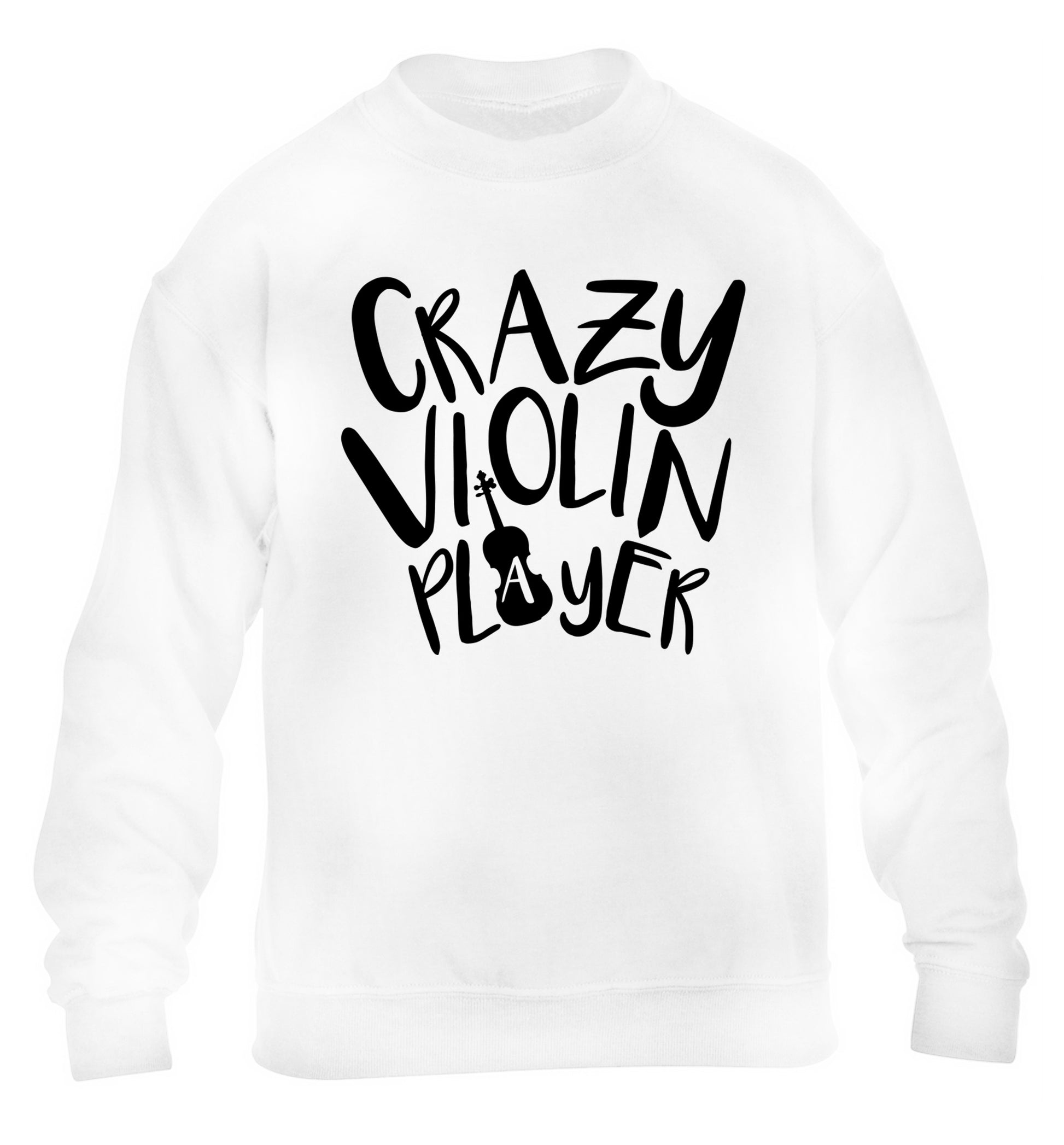 Crazy Violin Player children's white sweater 12-13 Years