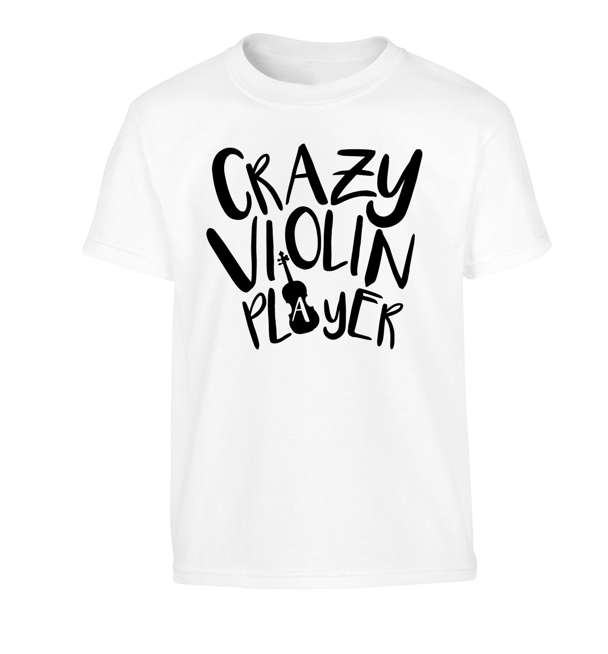 Crazy Violin Player Children's white Tshirt 12-13 Years