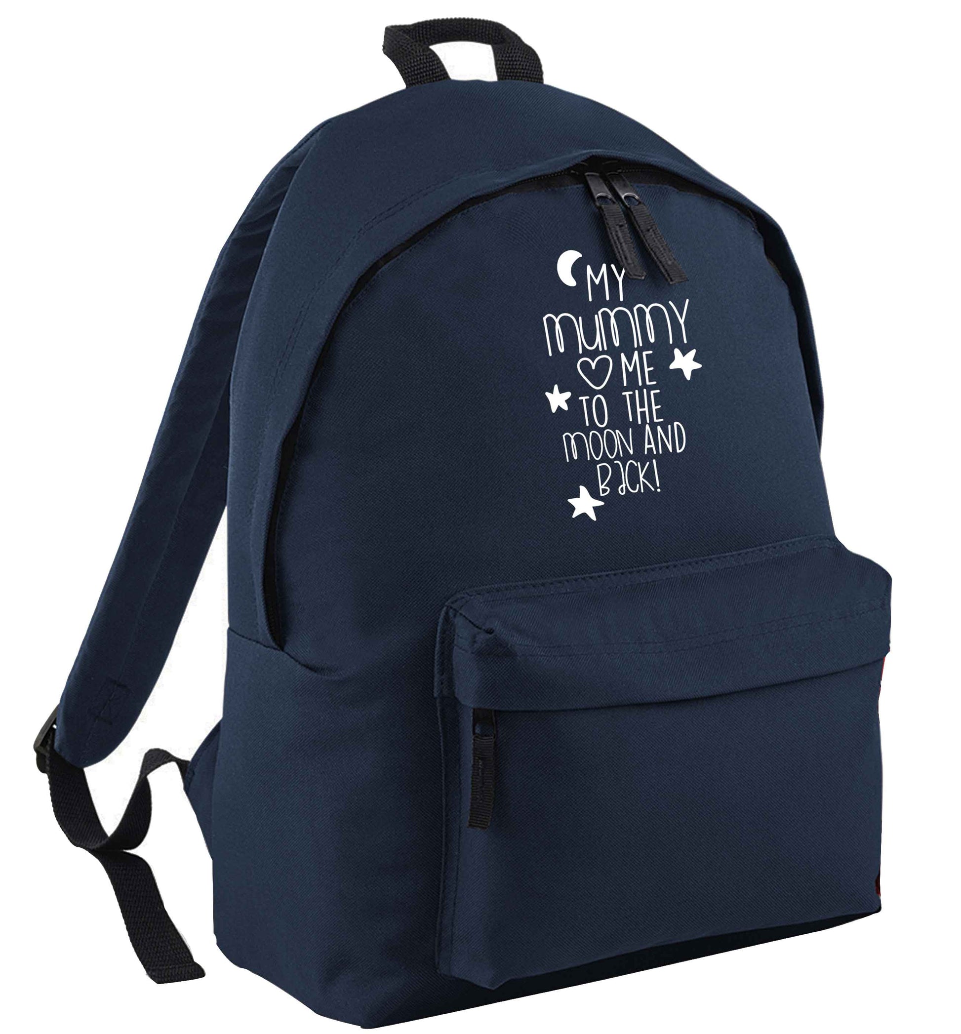 My mum loves me to the moon and back navy childrens backpack