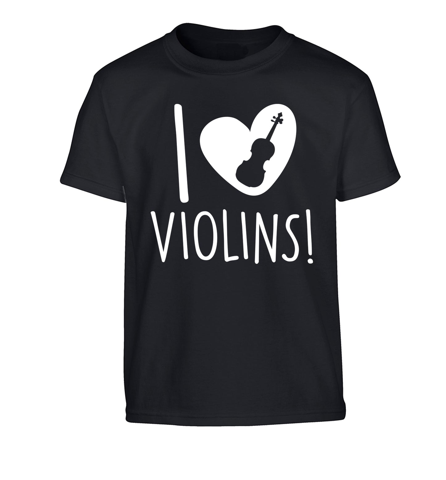 I Love Violins Children's black Tshirt 12-13 Years