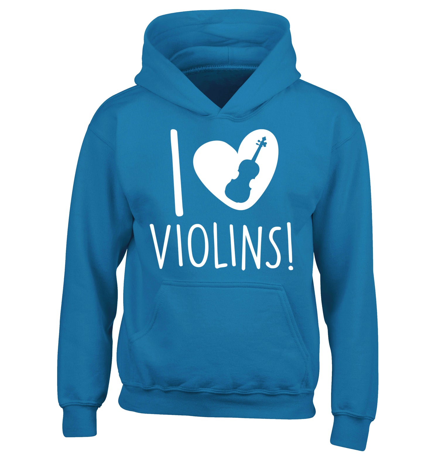 I Love Violins children's blue hoodie 12-13 Years