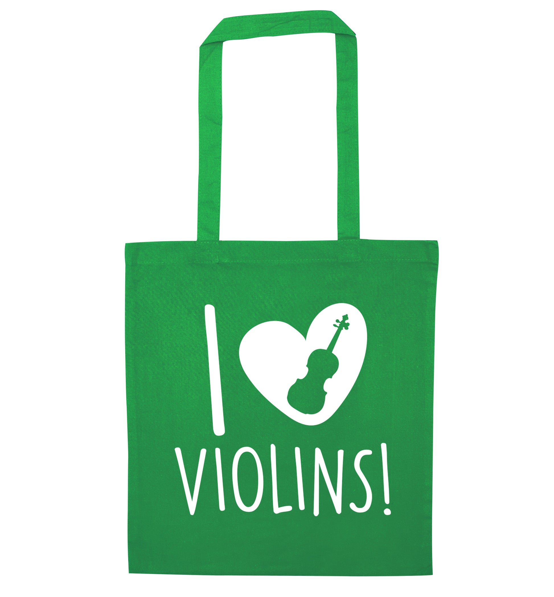 I Love Violins green tote bag