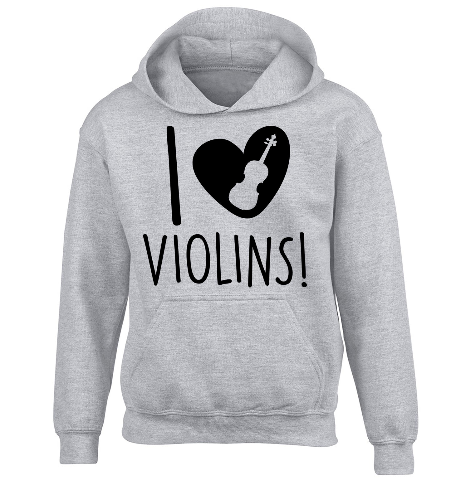 I Love Violins children's grey hoodie 12-13 Years