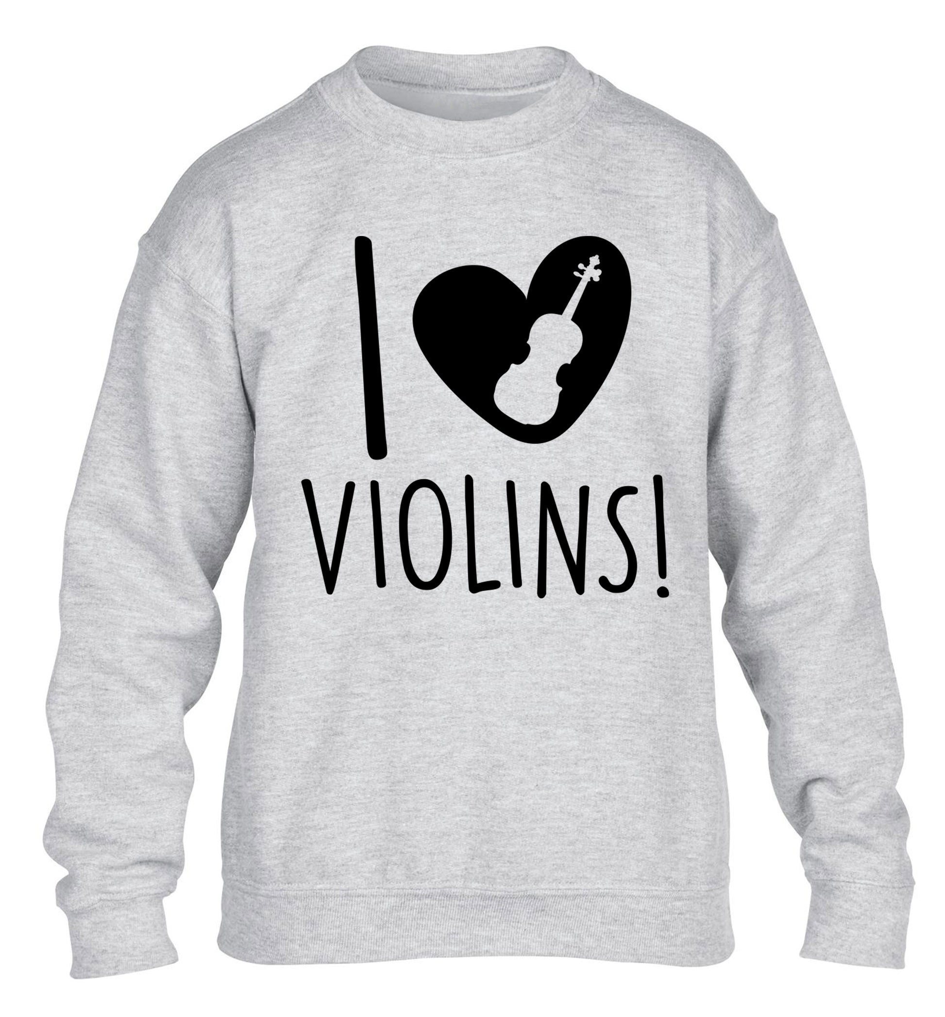 I Love Violins children's grey sweater 12-13 Years