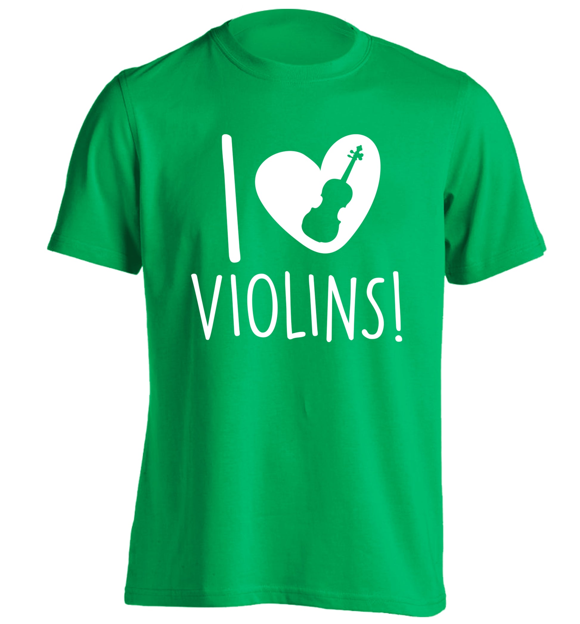I Love Violins adults unisex green Tshirt 2XL