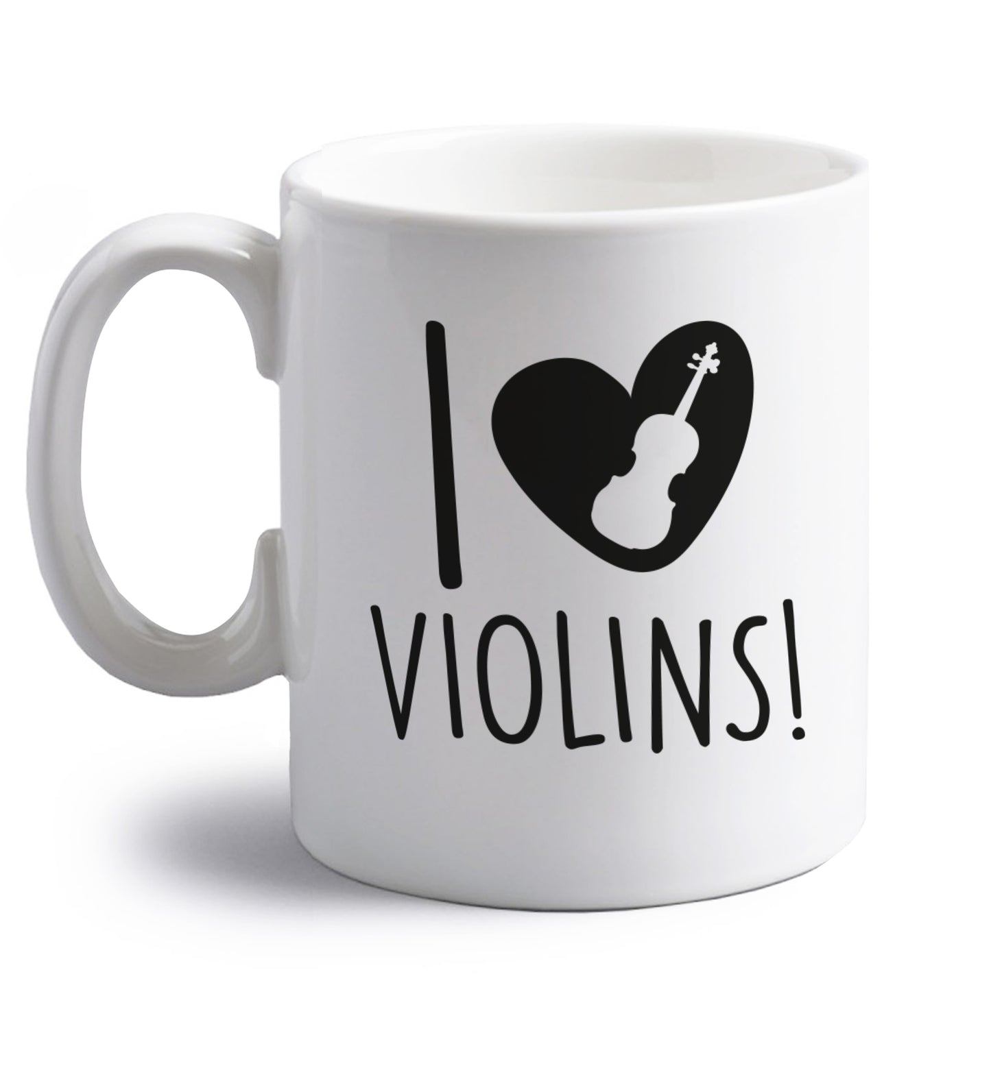 I Love Violins right handed white ceramic mug 