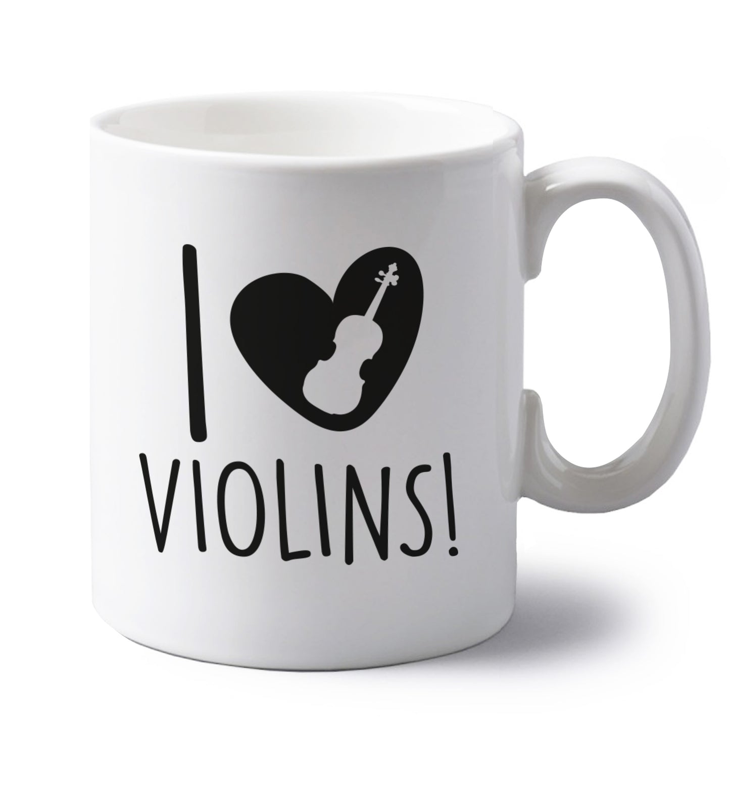 I Love Violins left handed white ceramic mug 