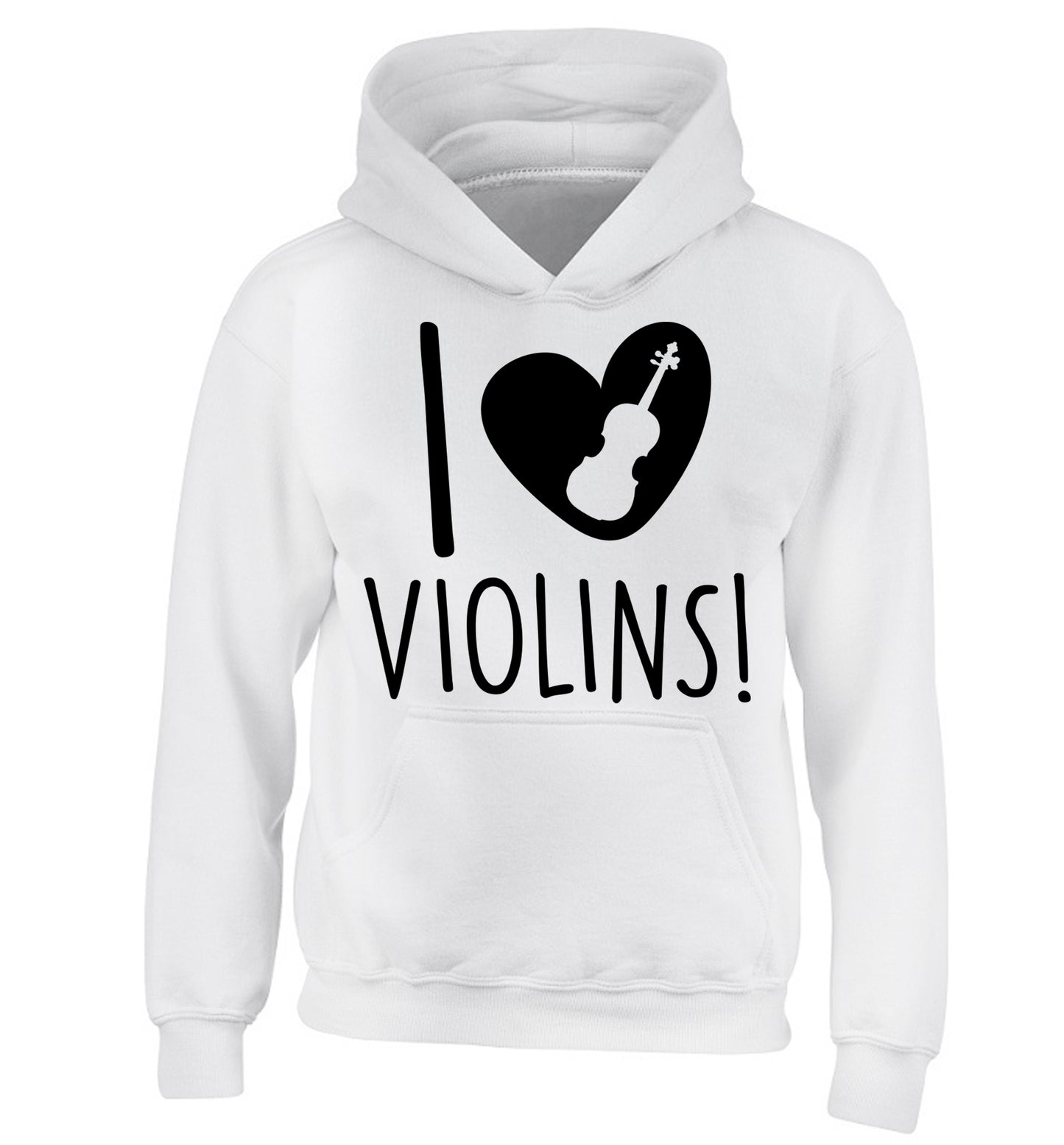 I Love Violins children's white hoodie 12-13 Years
