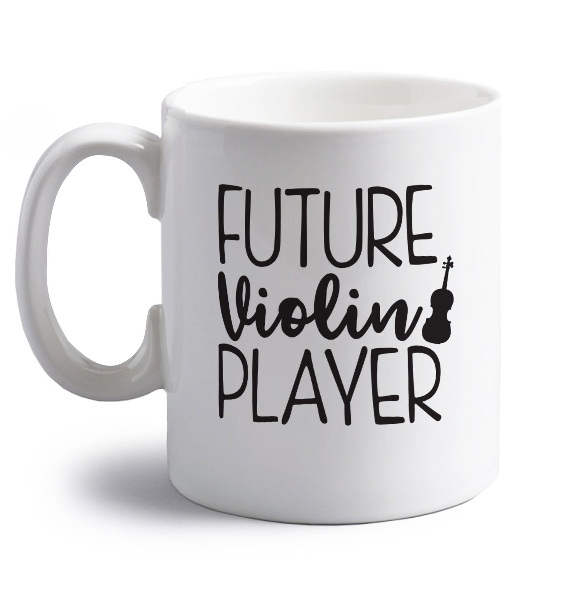 Future Violin Player right handed white ceramic mug 