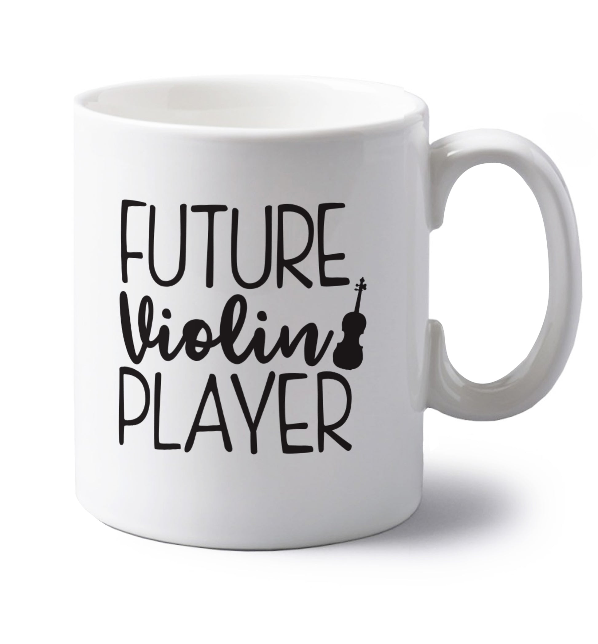 Future Violin Player left handed white ceramic mug 