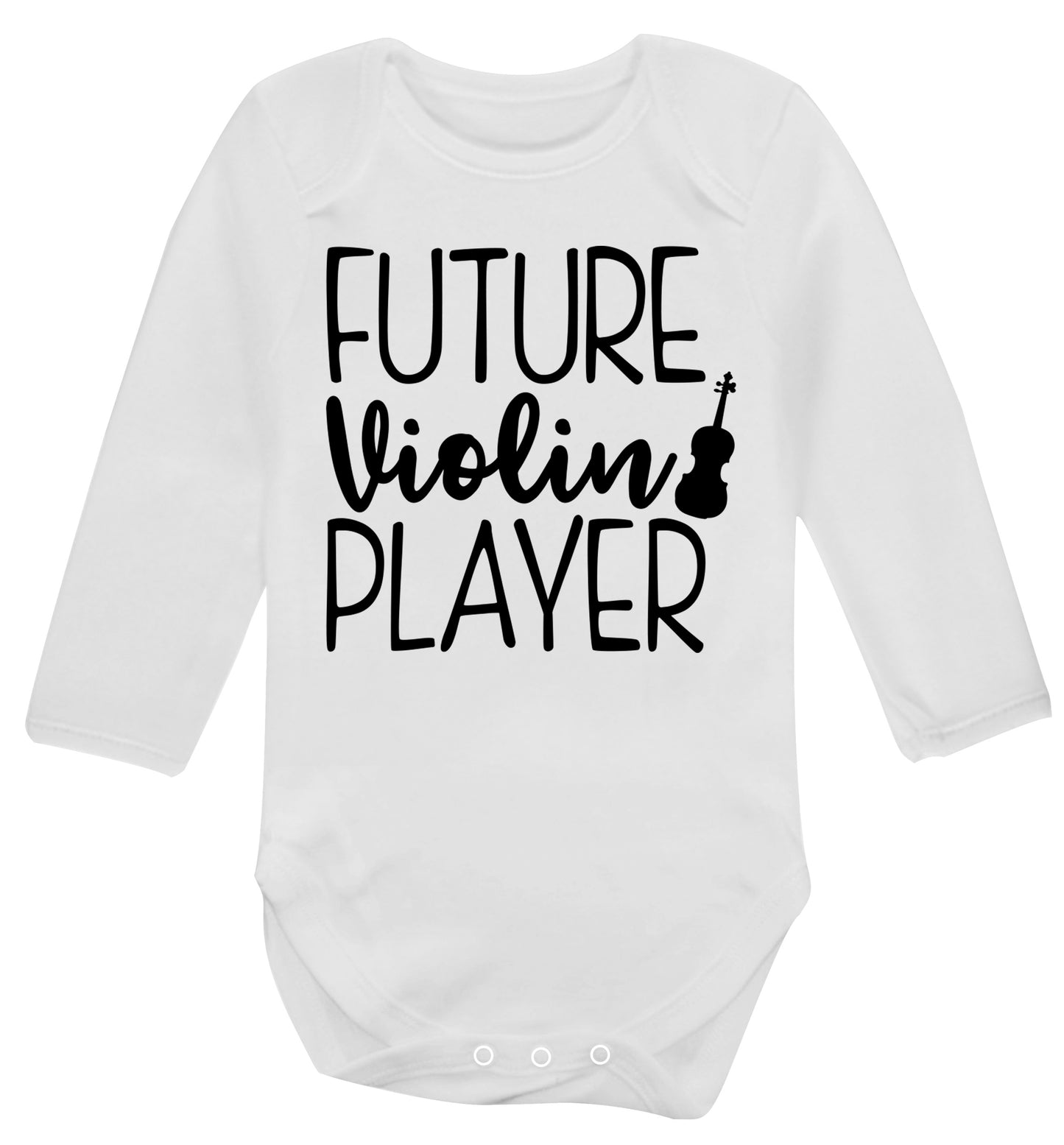 Future Violin Player Baby Vest long sleeved white 6-12 months