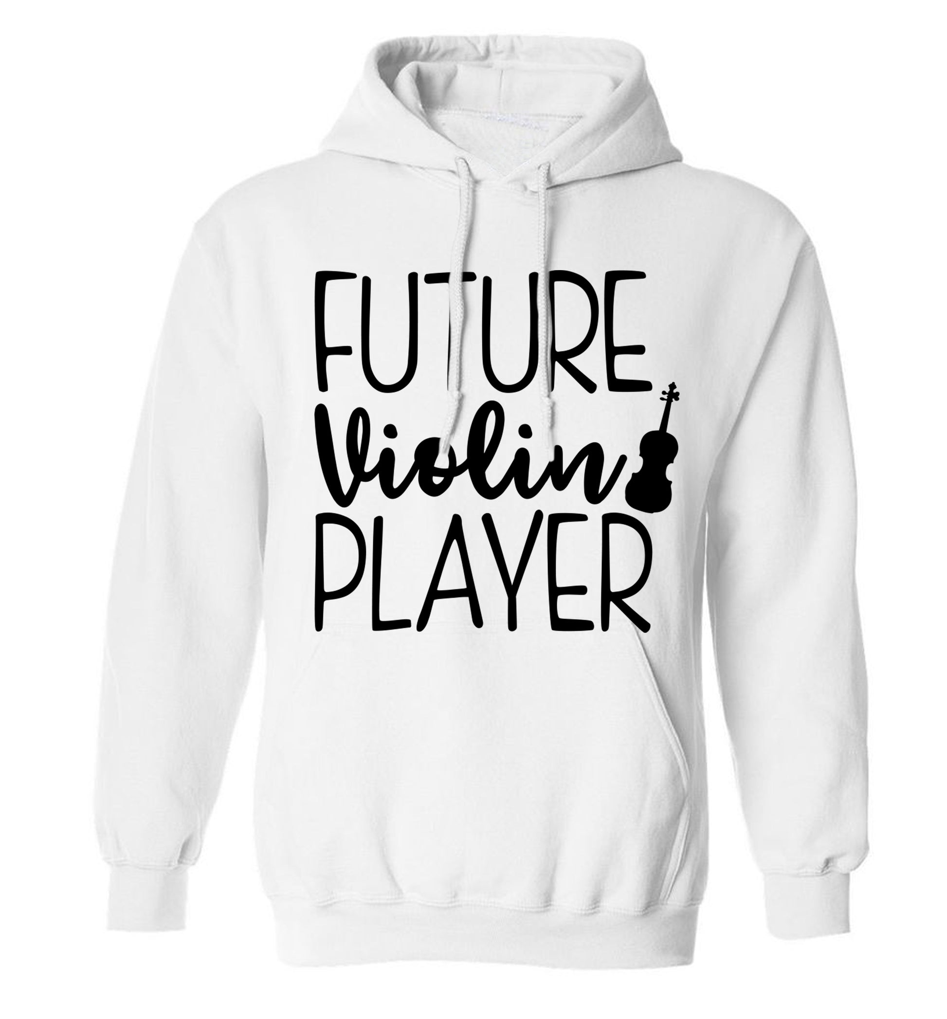 Future Violin Player adults unisex white hoodie 2XL
