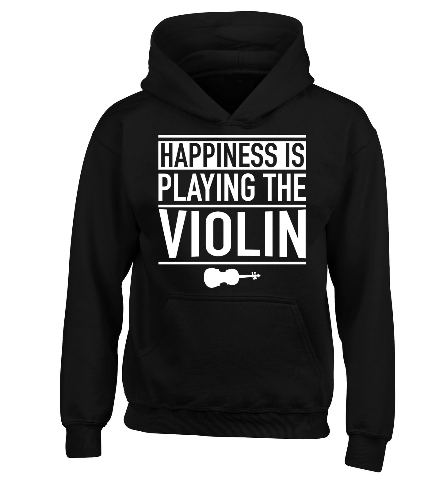 Happiness is playing the violin children's black hoodie 12-13 Years