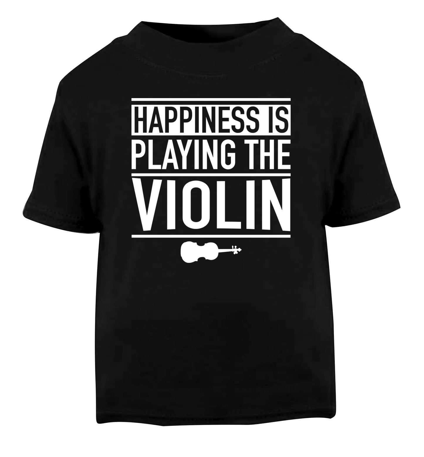 Happiness is playing the violin Black Baby Toddler Tshirt 2 years
