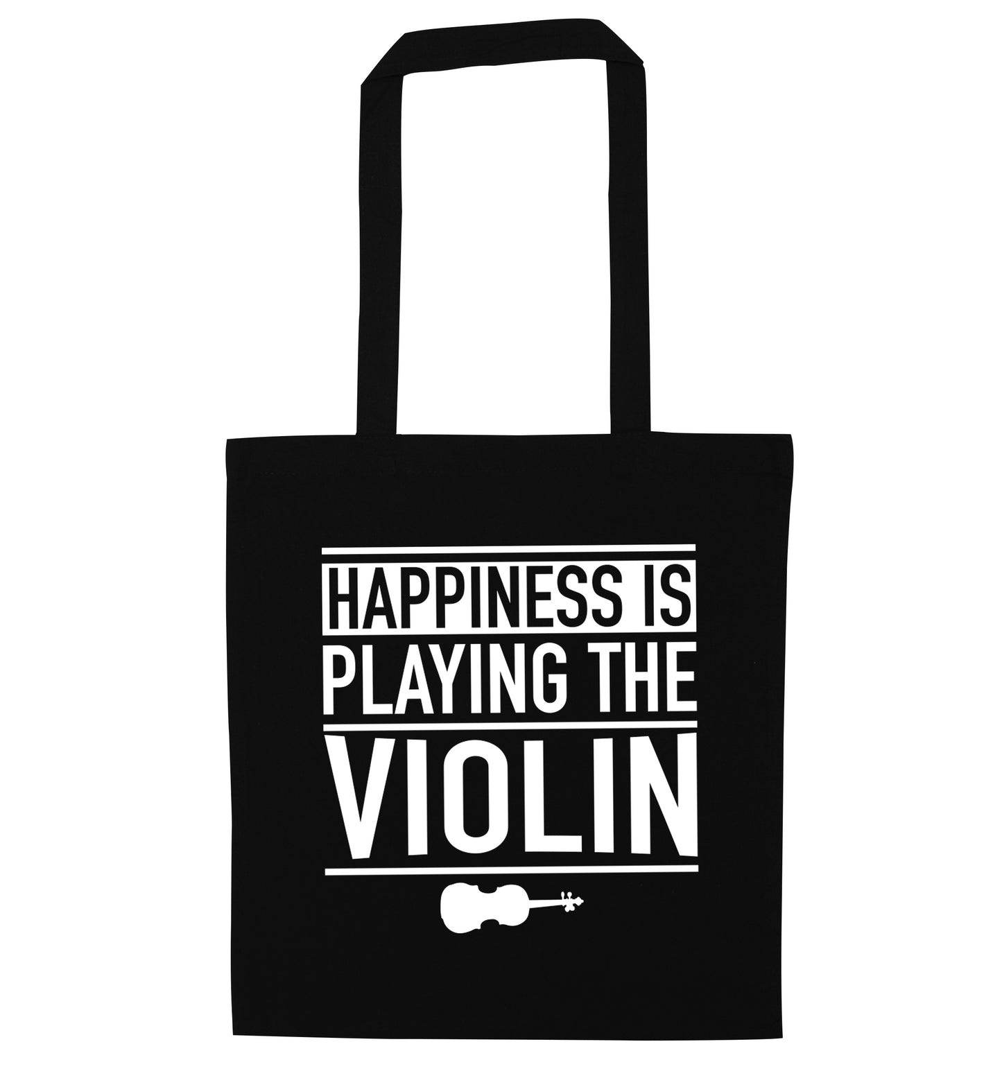 Happiness is playing the violin black tote bag