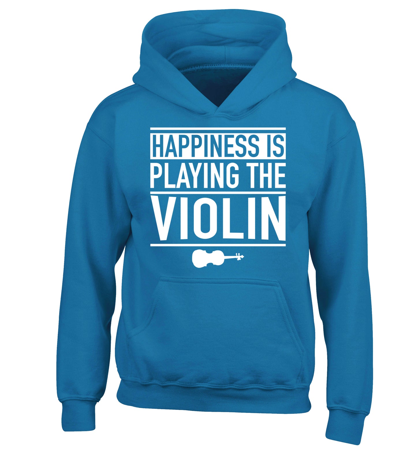 Happiness is playing the violin children's blue hoodie 12-13 Years