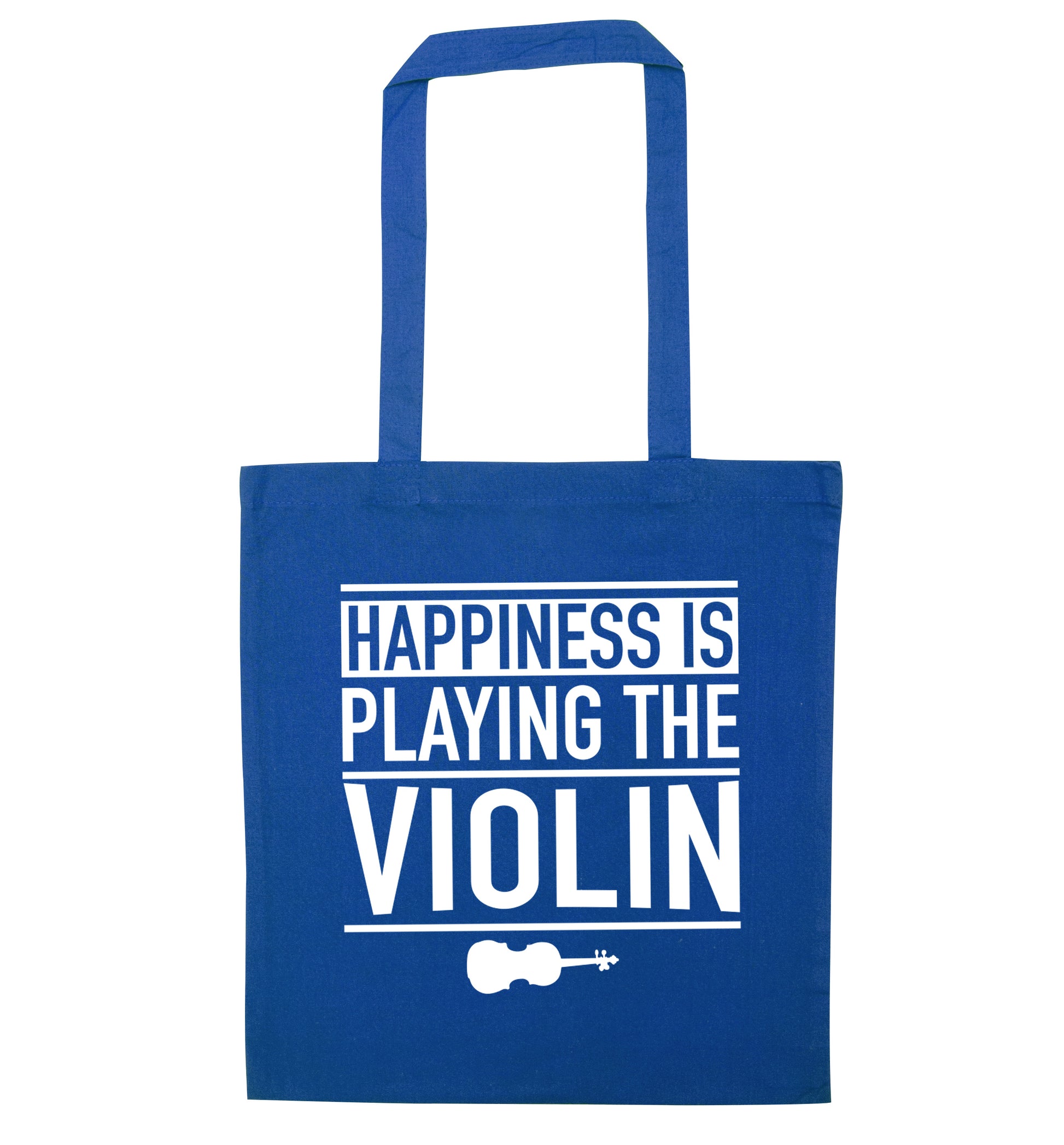 Happiness is playing the violin blue tote bag