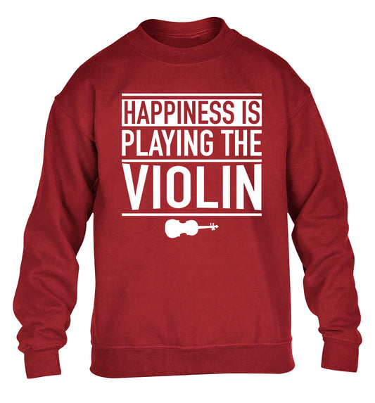 Happiness is playing the violin children's grey sweater 12-13 Years
